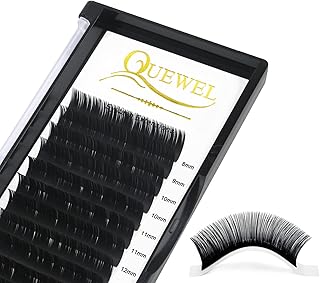 Eyelash Extensions 0.15 D Curl Mix-8-15mm QUEWEL Classic Lash Extensions Classic Individual Lash Extensions Soft Black Matte Single Lashes Extension Professional Salon Use (0.15 D Mix-8-15mm)