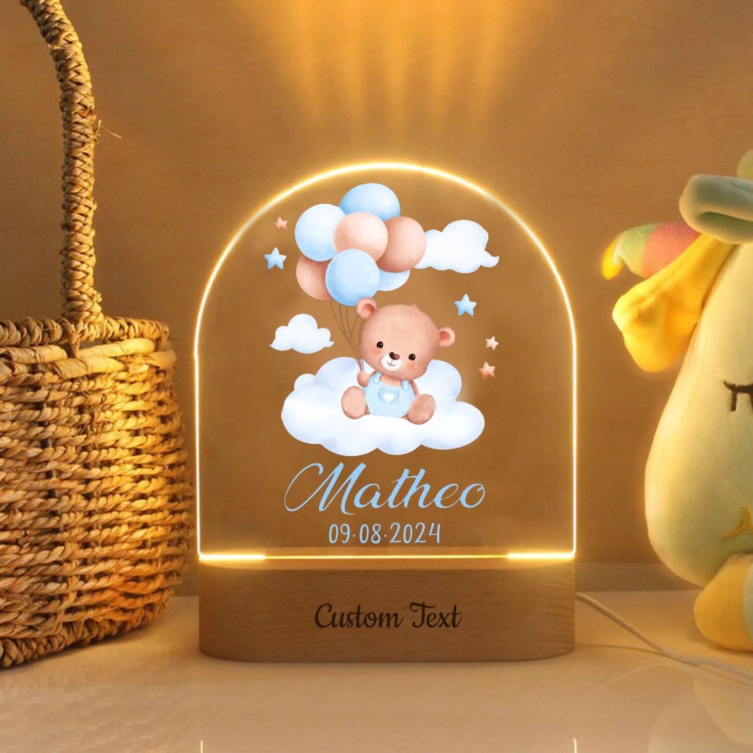 Wxexopowk Personalised Lamp with Name for Baby - Christening Gifts, Newborn Gifts, Personalized Lamps Kids Girl Toddler, Custom Night Light Birthday Gift, Boys Girls Bedroom Decor,Style 4