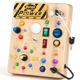 Joyreal Montessori Toddler Busy Board&comma; 19 Led Wooden Sensory Board Educational Toy&comma; Montessori Toys for 1-6 Year Old&comma; Travel Toys Gifts for Toddlers Boys and Girls