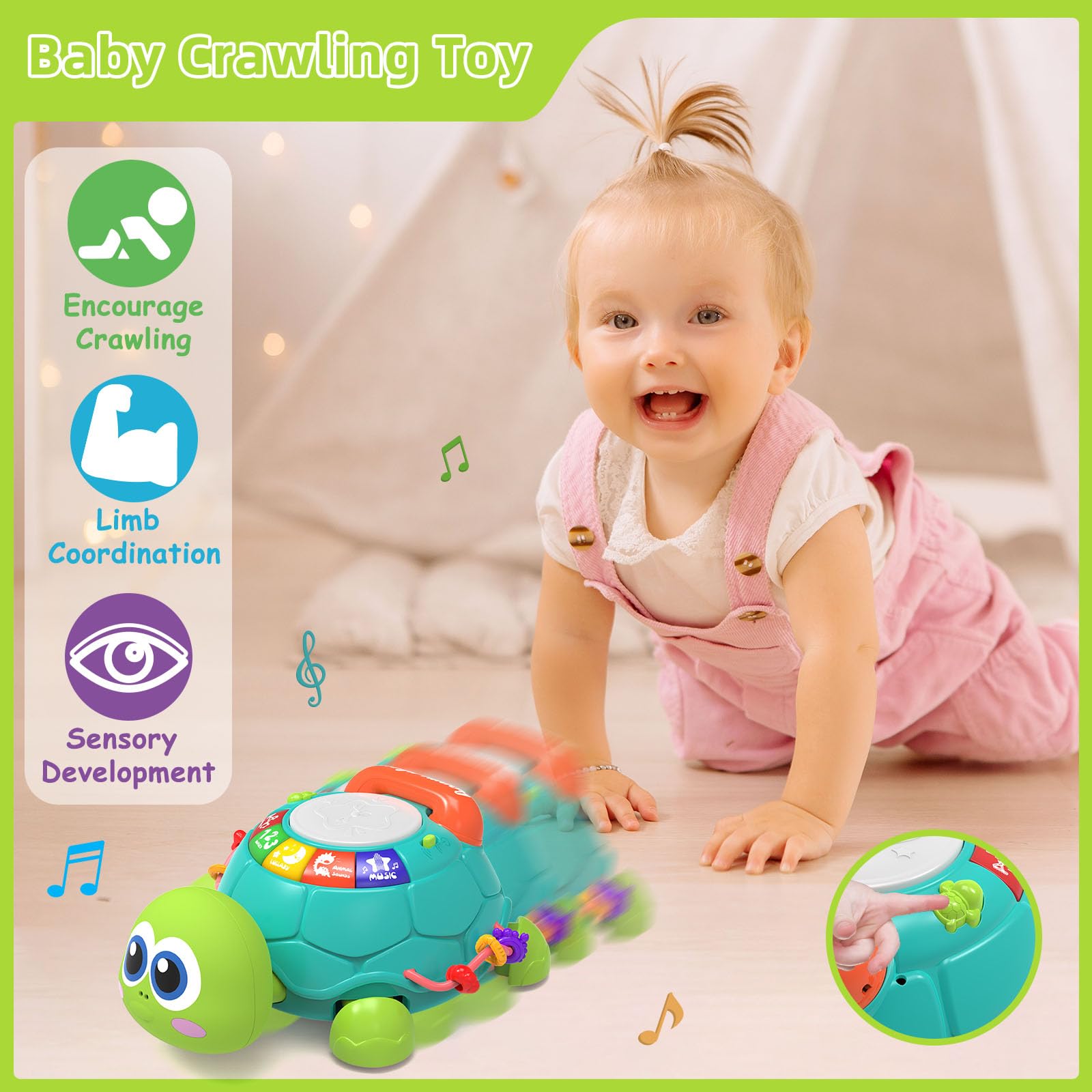 Hanayo Baby Spielzeug für 6-12 Monate, Musikspielzeug für Mädchen im Alter von 12 bis 18 Monaten, frühes Lernspielzeug für Babys, wichtige Geschenke für Neugeborene