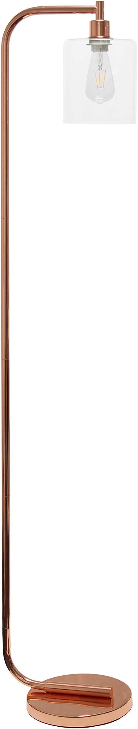 Simple Designs LF1036-RGD アンティークスタイル インダストリアルアイアンランタン フロアランプ ガラスシェード付き ローズゴールド
