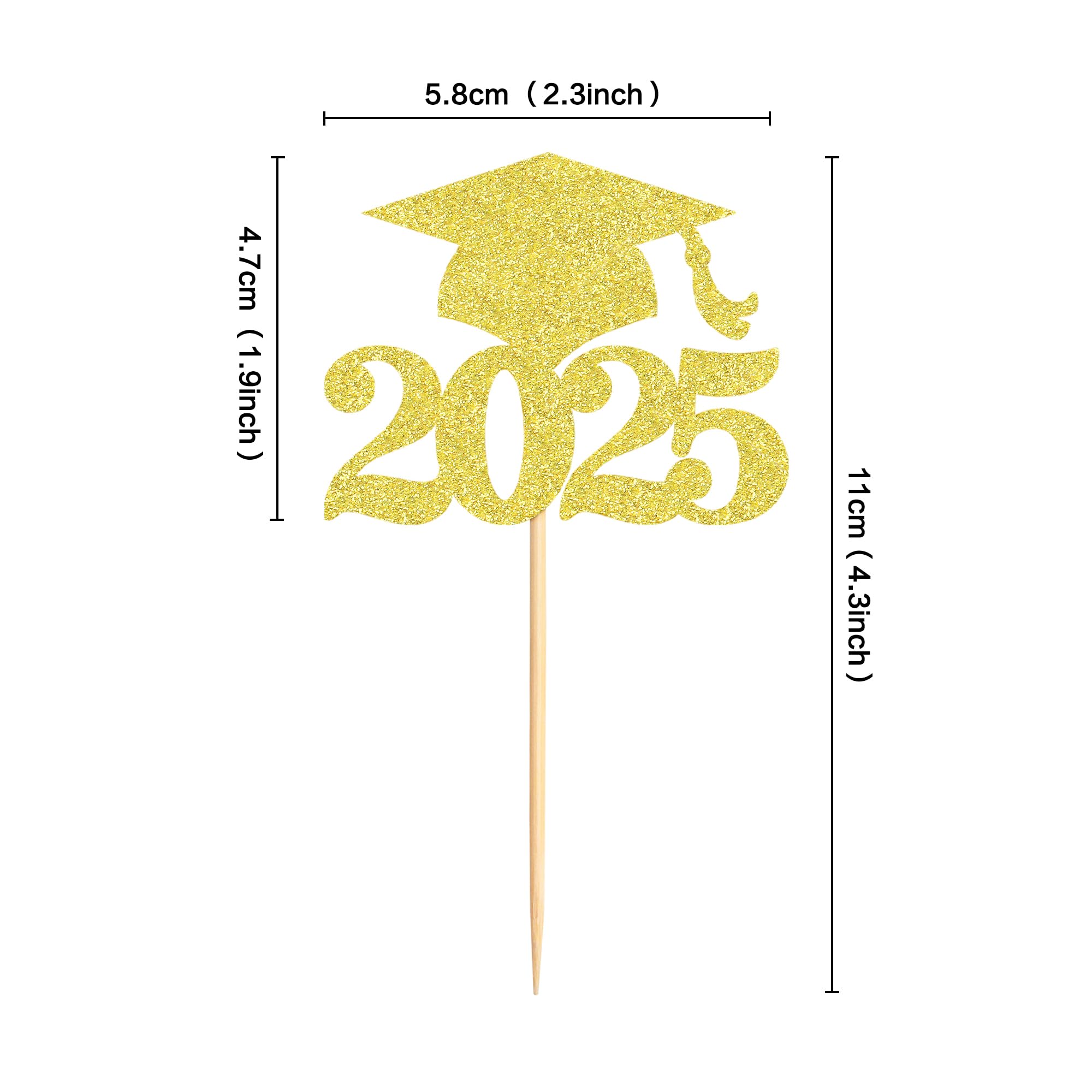Blumomon 36Pcs Gold Glitter 2026 Graduation Cupcake Toppers Class of 2026 Grad Cap Cake Picks Decorations for 2026 Graduation Theme Party Supplies - Image 2