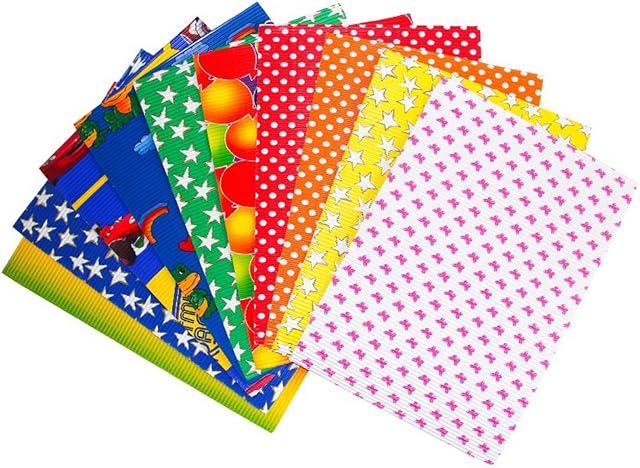 HEALLILY Corrugated Cardboard 10 Pcs Colored Double Sided Corrugated Sheets Pads DIY Folding A4 Paper Decals for Kids Children DIY Craft Art Accessory