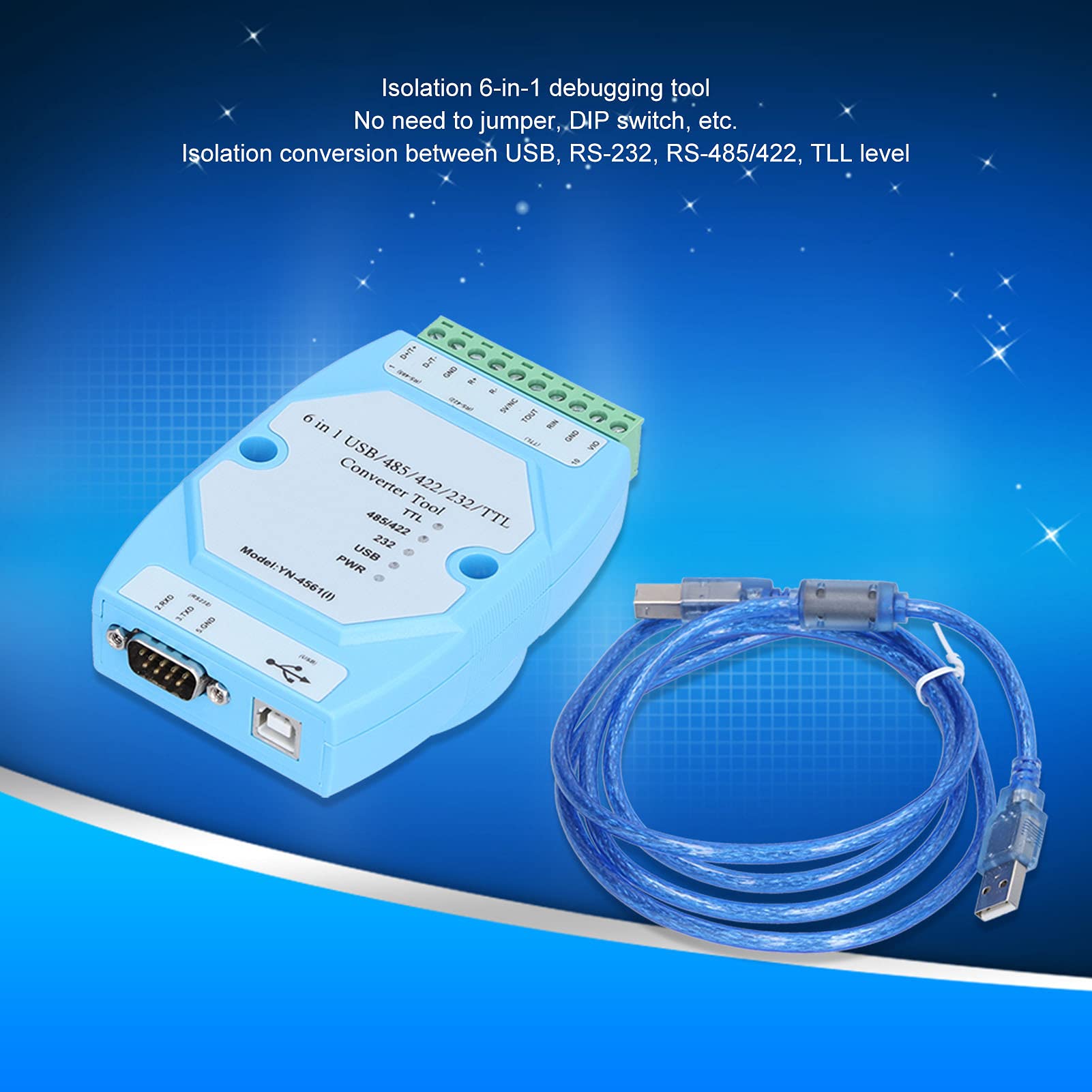 Garosa Isolamento Strumento di Debug 6‑in‑1, USB, RS‑232, Convertitore TTL, Isolamento 1 KV, Alimentazione Esterna per, OS X, Materiale ABS