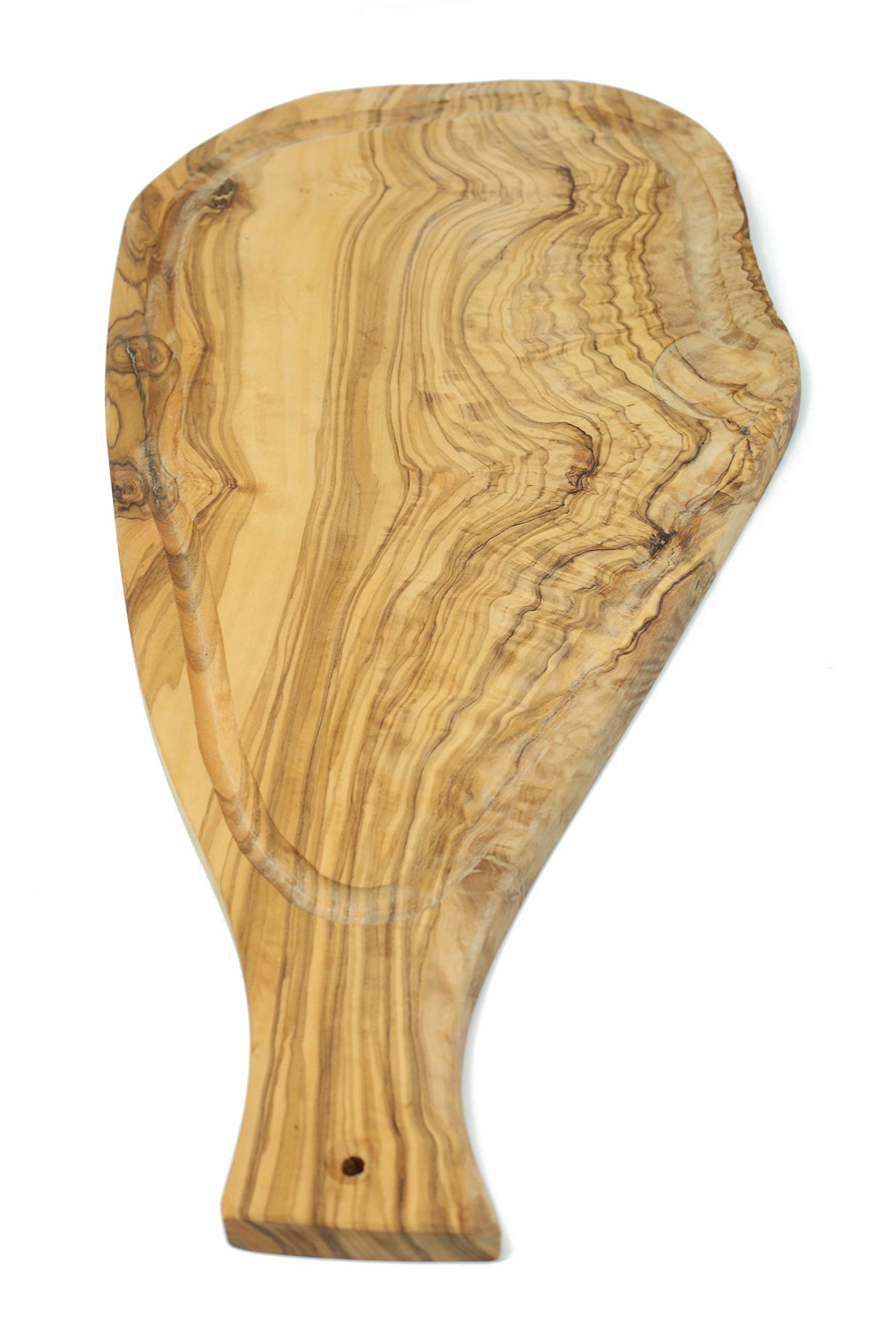 Benera Oliveholz - Tabla de cortar (45 cm, con asa y surco, también para servir y servir