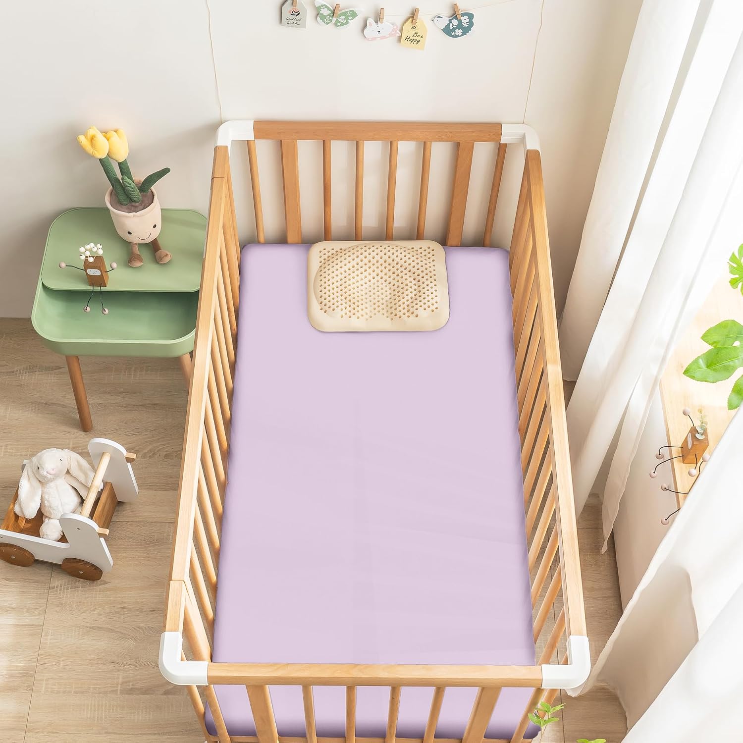 Ersmak 2 Pack Satin Crib Sheets for Baby, Silky Comfy Breathable Crib Sheets for Standard Crib and Toddler Mattresses (Lavender, 28 x 52 x 9 in)