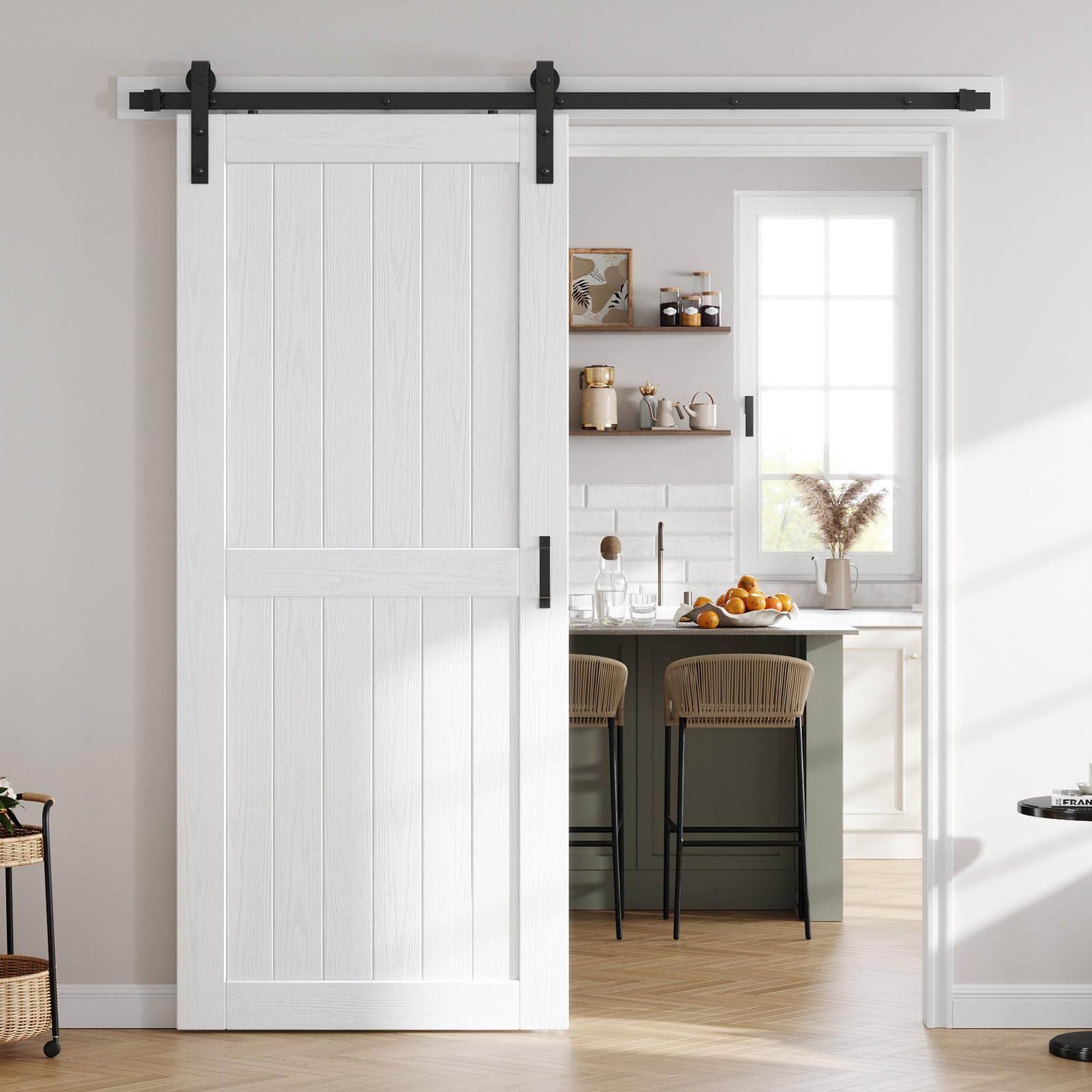ROYMELO 36x84 Inch White Sliding Barn Wood Door