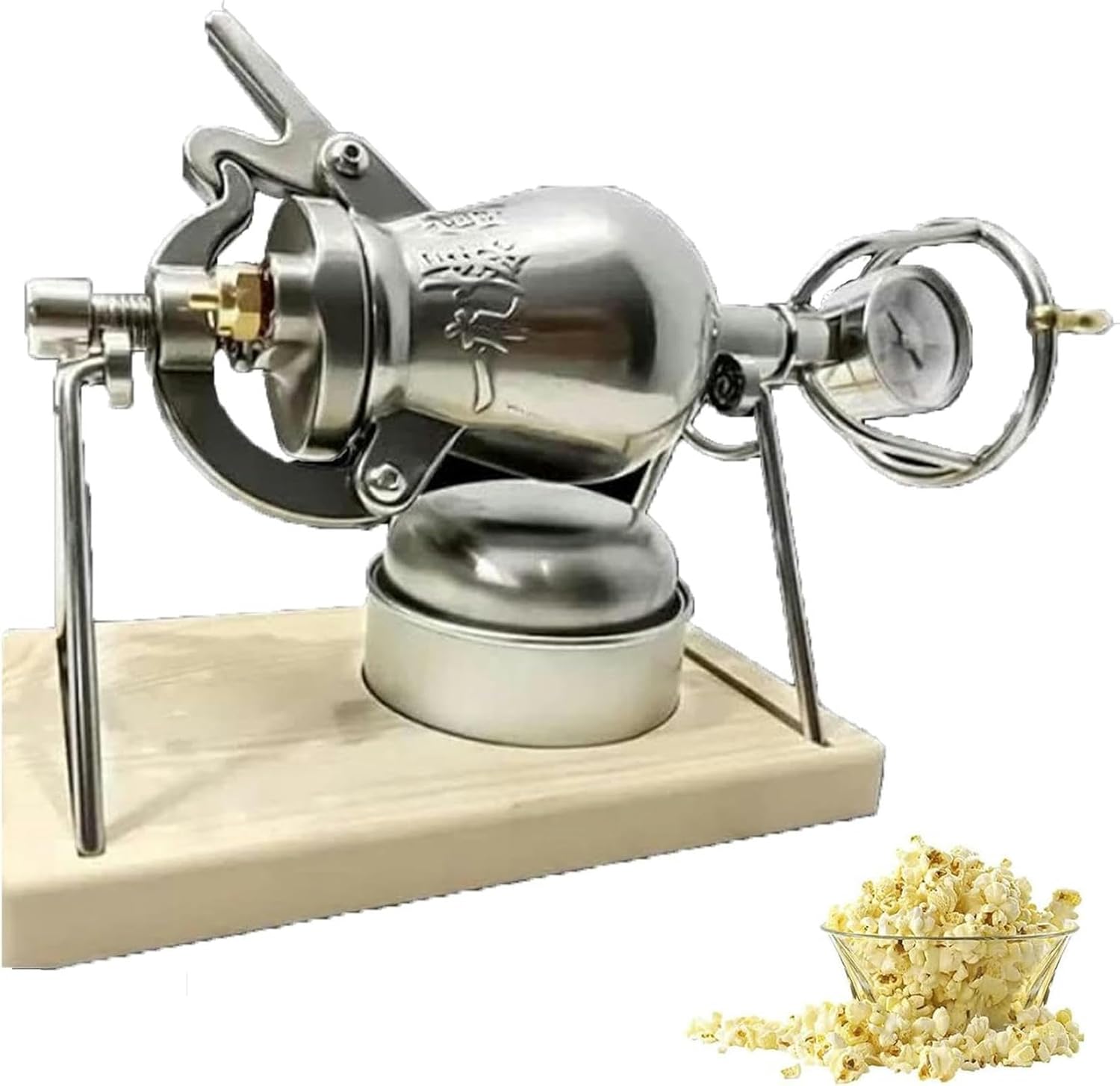 Stainless Steel Popcorn Maker, Traditional Old Fashioned Popcorn Maker, Retro Hand Crank 260ml Popcorn Capacity, Christmas Decoration Party Favor for Friends and Family
