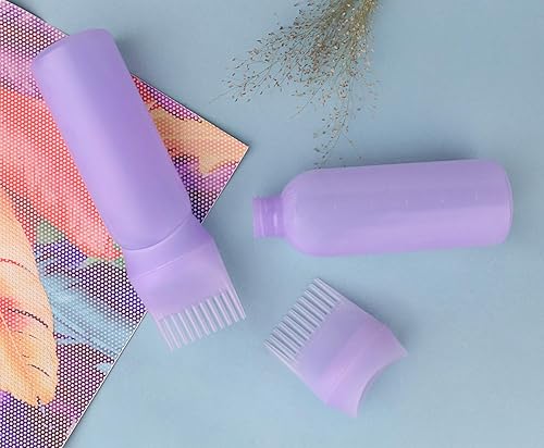 Miniatura 4 de Yebeauty Cepillo aplicador de cepillo para botellas con escala graduada para tinte para el cabello, paquete de 2 unidades de 6 onzas, morado