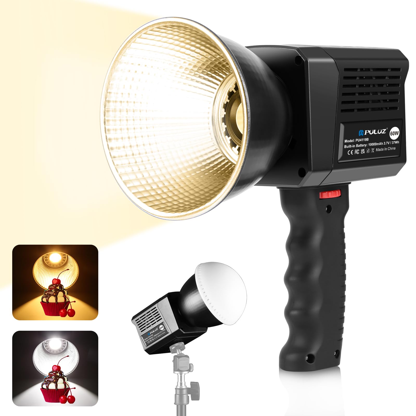 Amazon.co.jp: PULUZ 撮影用ライト LEDビデオライト 60W COB 定常光