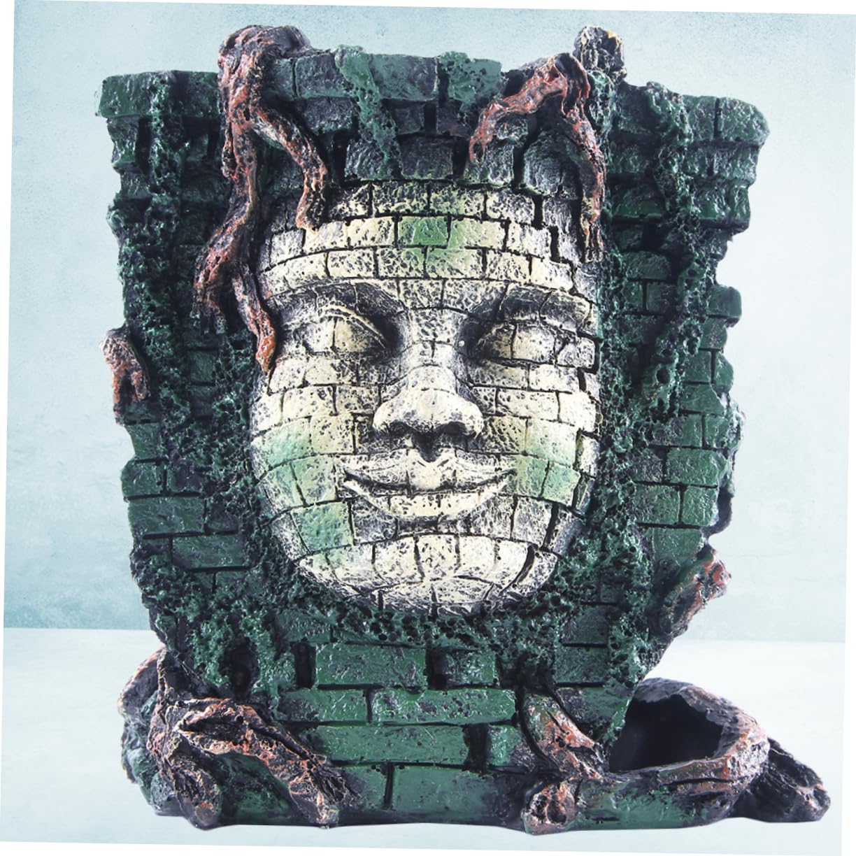 Aquarium Ornament aus Kunstharz, Maya Porträt, Wasserpflanzen Deko, 1 Stück
