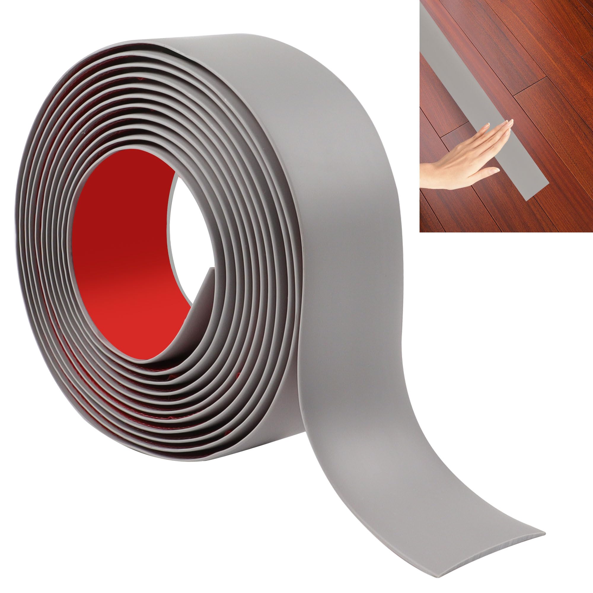 Junart Gray 400Cm×5Cm Laminate Flooring Threshold Transition Strip, Self Adhesive Vinyl Floor Strip, Tiles Or Carpet Edge Transition Trim(Gray)