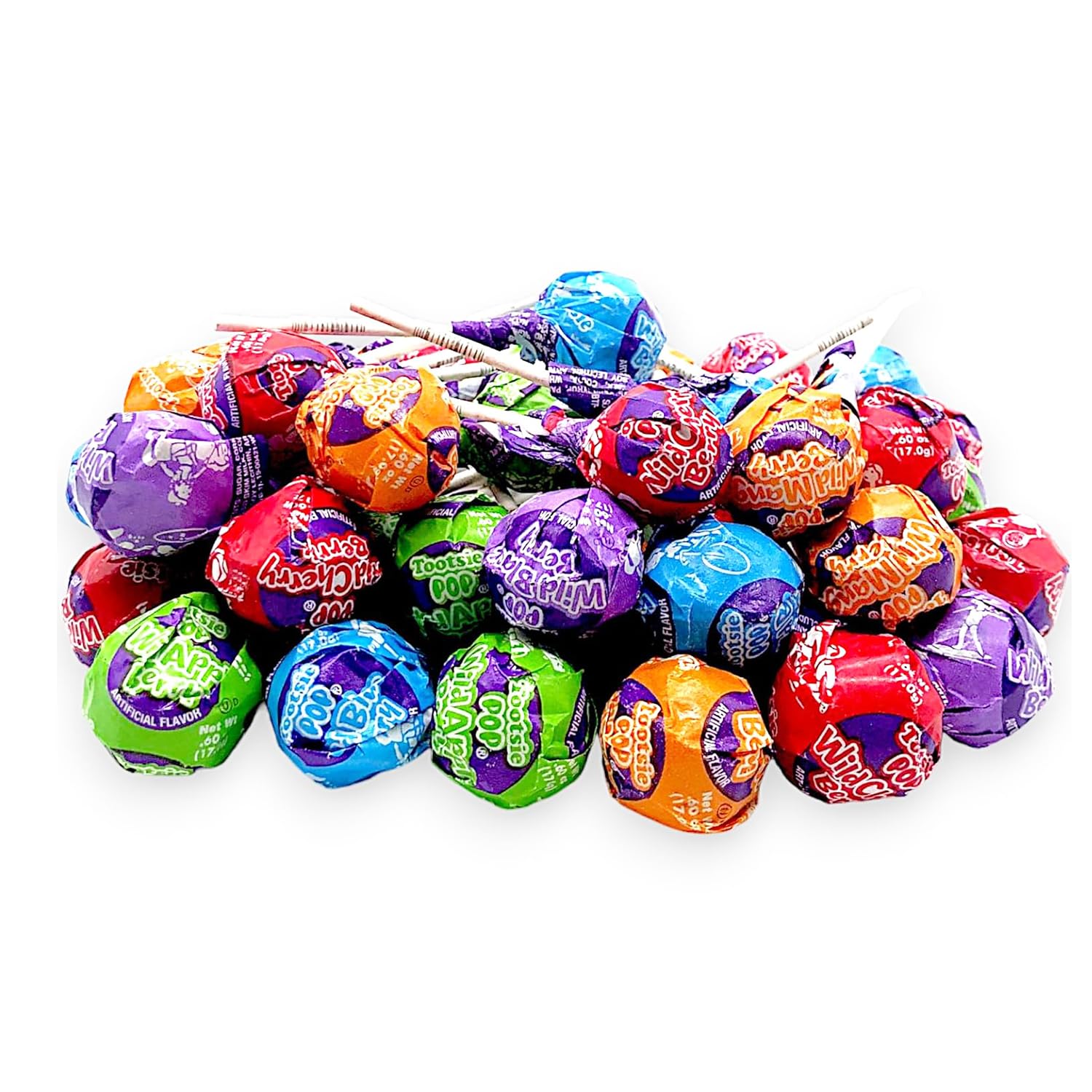 Tootsie Lollipops Limited Edition Assorted Wild Berry Flavors with Chocolaty Tootsie Center, 2 lbs Individually Wrapped Delicious Gluten Free Hard Candy for Pantry, Birthdays, Easter & Christmas