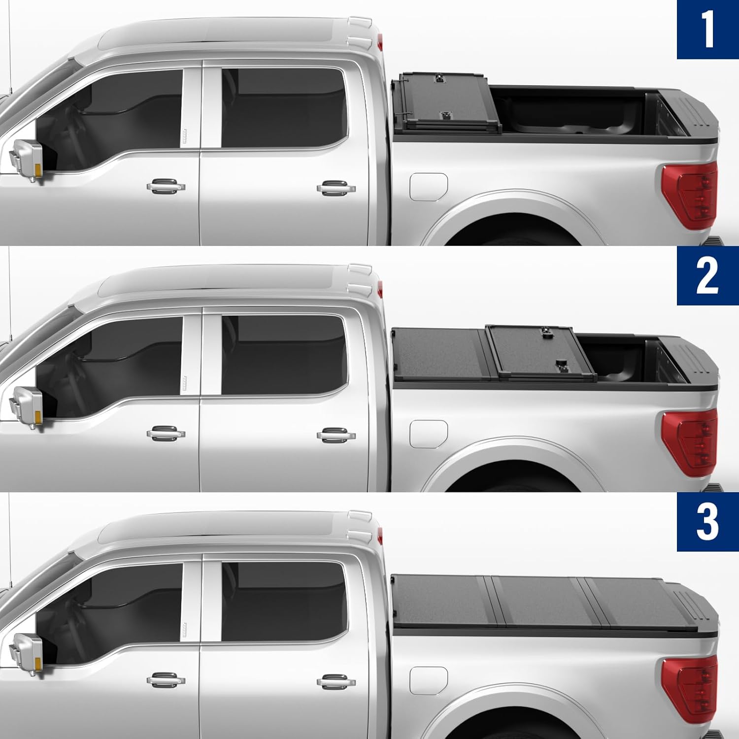 FRP Hard Tri-fold Tonneau Cover Fold Truck Bed Covers Compatible with 2015-2026 Ford F150 6.5FT Bed (78")