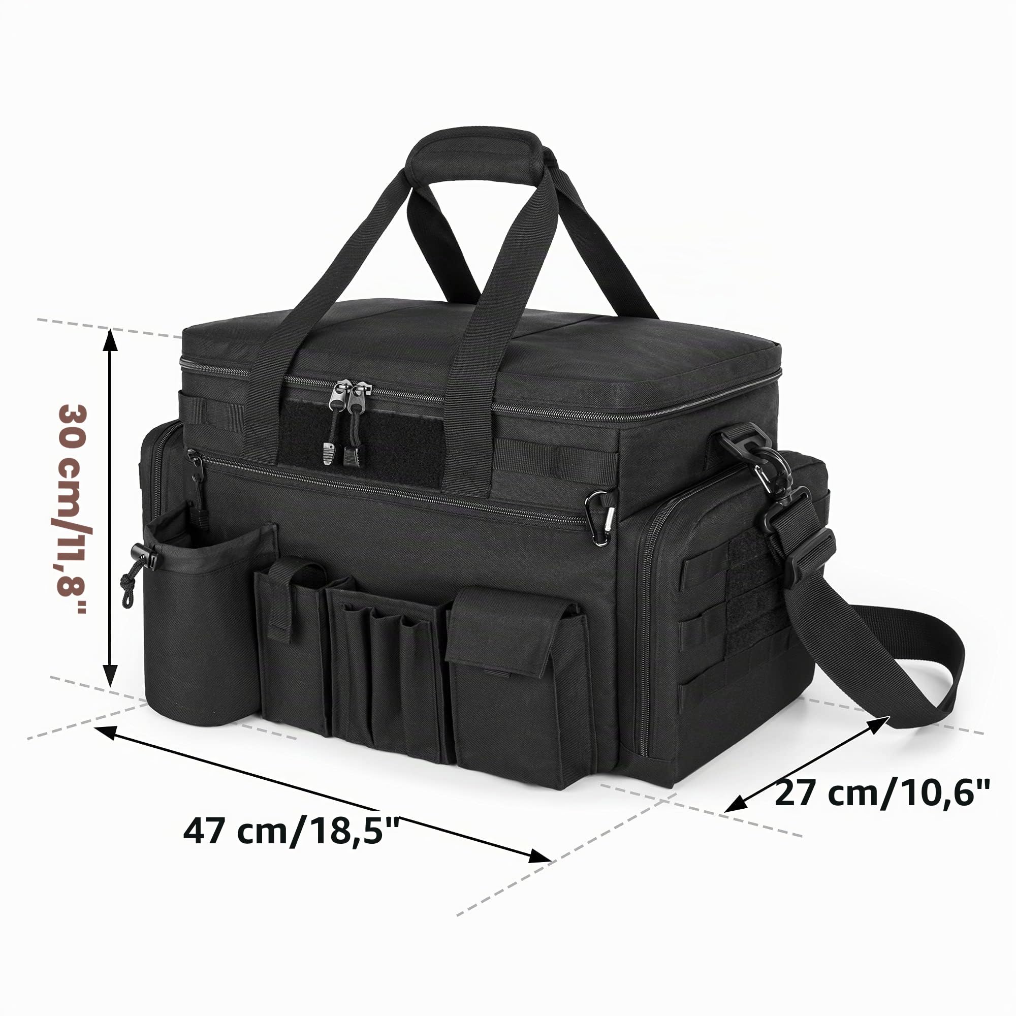 Trunab - Bolsa de policía para guardar bolsa táctica molle, bolsa de patrulla, organizador de asiento delantero de coche, bolsa de viaje militar con correa de mano, compartimento para portátil de 15,6