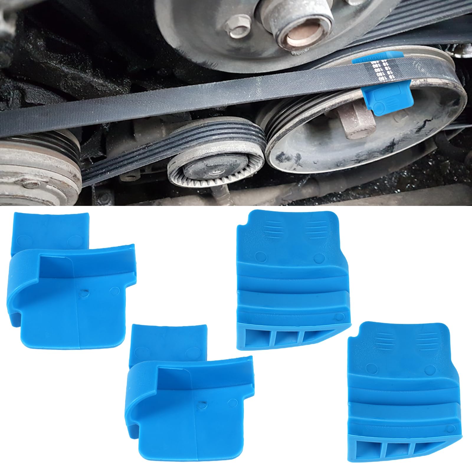 4 Pezzi Strumento di Montaggio e Smontaggio Cinghie Elastiche, Forma di V Strumento di Montaggio Cinghie Elastiche per Auto, Attrezzo per Cinghia Elastica, Adatta per Veicoli, Camion e Furgoni