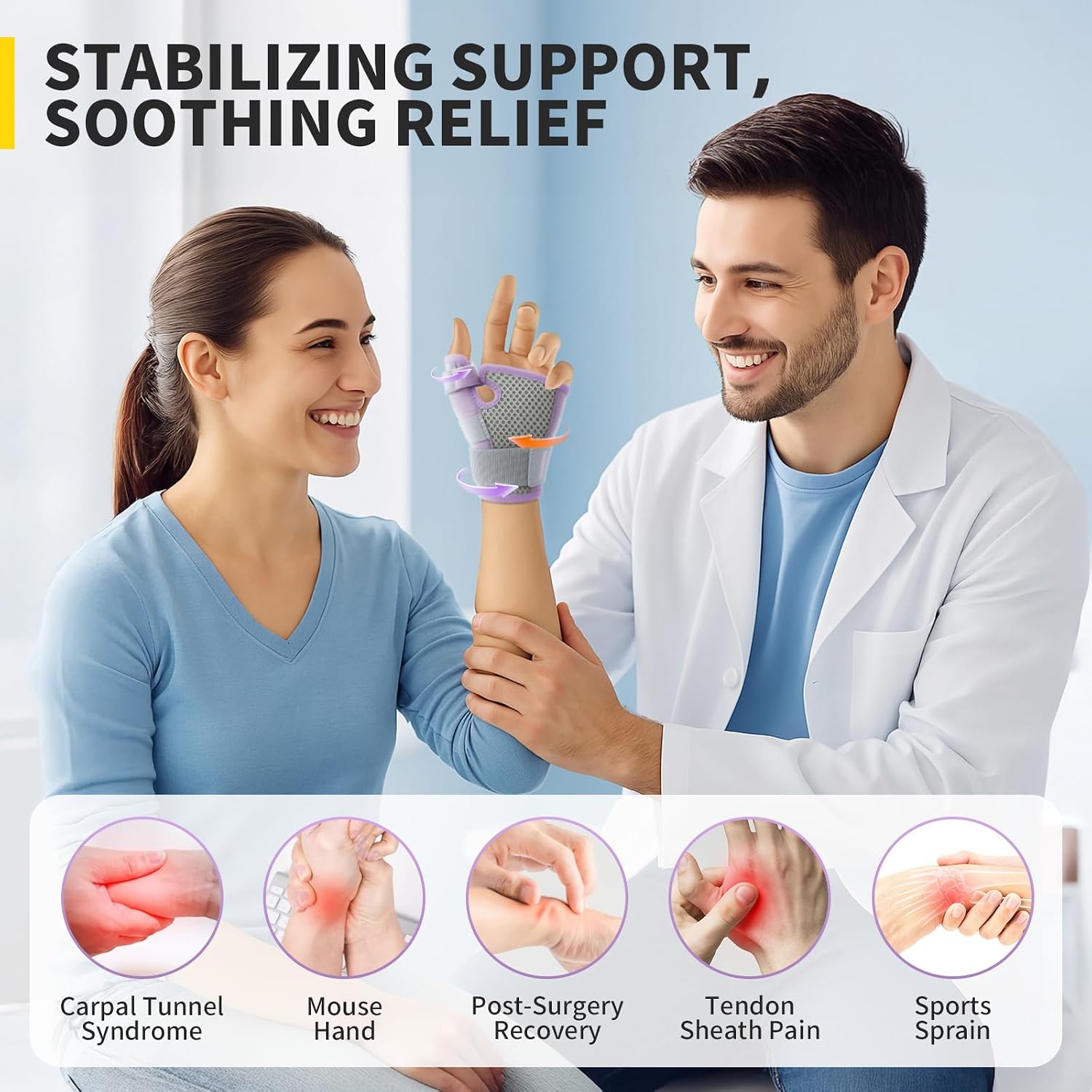 CAMBIVO Thumb Brace for CMC Joint Pain Relief, Arthritis, Tendinitis & De Quervain’s, Adjustable Thumb Spica Splint with Open-Palm Design for Typing & Daily Tasks, Breathable Reversible Stabilizer for Left/Right Hand