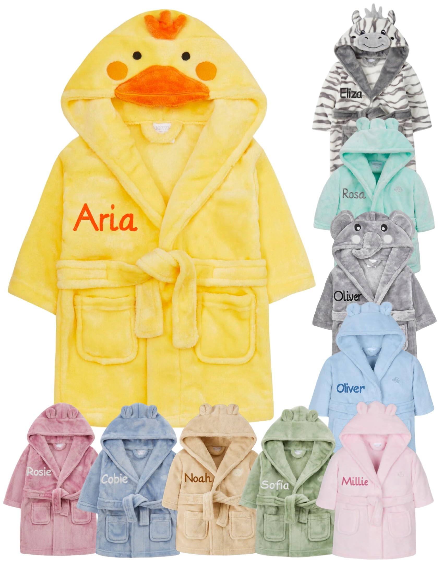 Gembroidery Personalised Baby Bathrobe Hooded Fleece Dressing Gown Super Soft Gifts Bath Robe For Boys Girls Cute Teddy Ears 0-4 Years — view 8