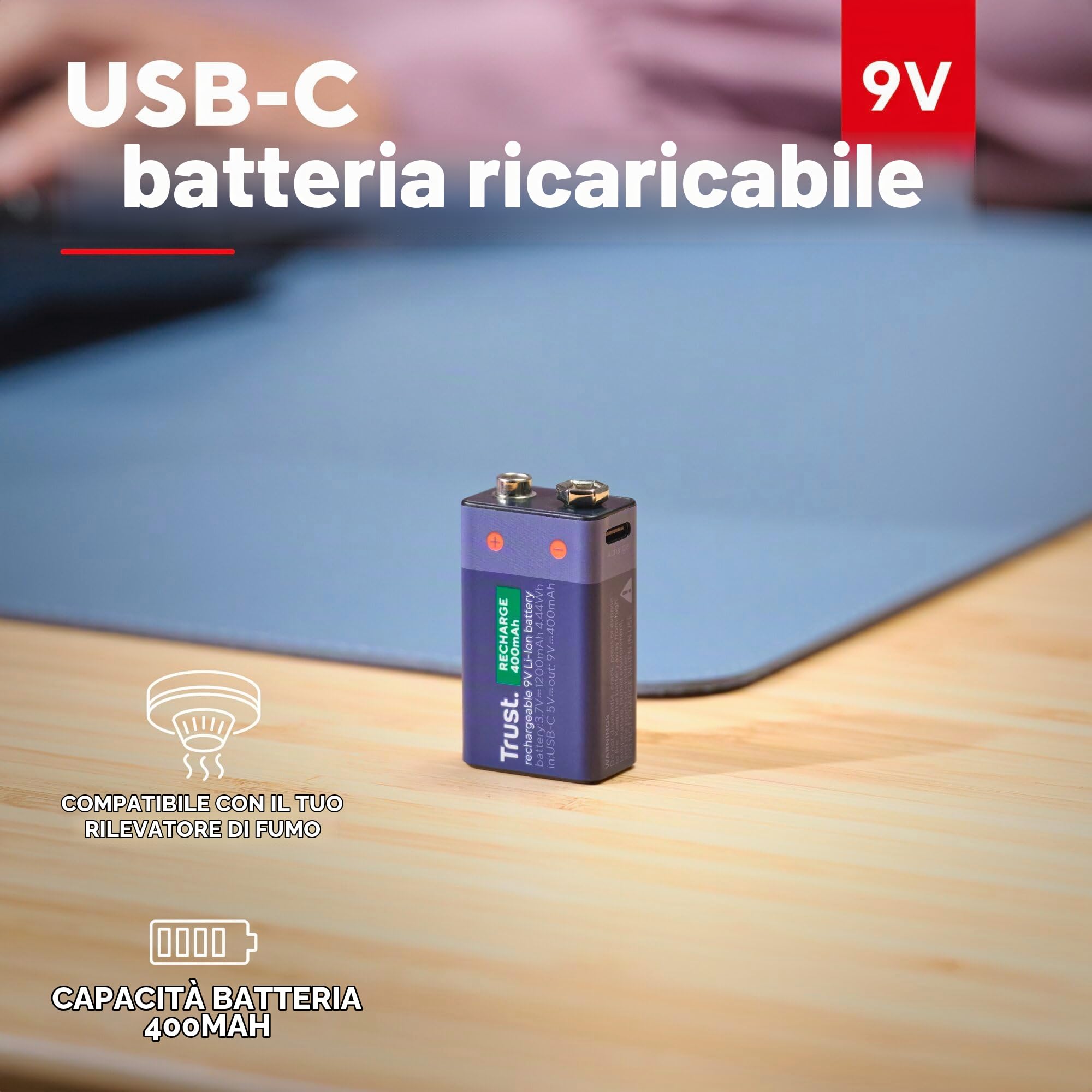 Trust Pile Ricaricabili AAA Porta USB-C Integrata, Batterie AAA, 2 Pezzi | 500 mAh, Ricaricabili tramite Porta USB, Nessun Caricabatteria Necessario, Mini Stilo, Cavo Incluso Trust Pile Ricaricabili AAA Porta USB-C Integrata, Batterie AAA, 2 Pezzi | 500 mAh, Ricaricabili tramite Porta USB, Nessun Caricabatteria Necessario, Mini Stilo, Cavo Incluso