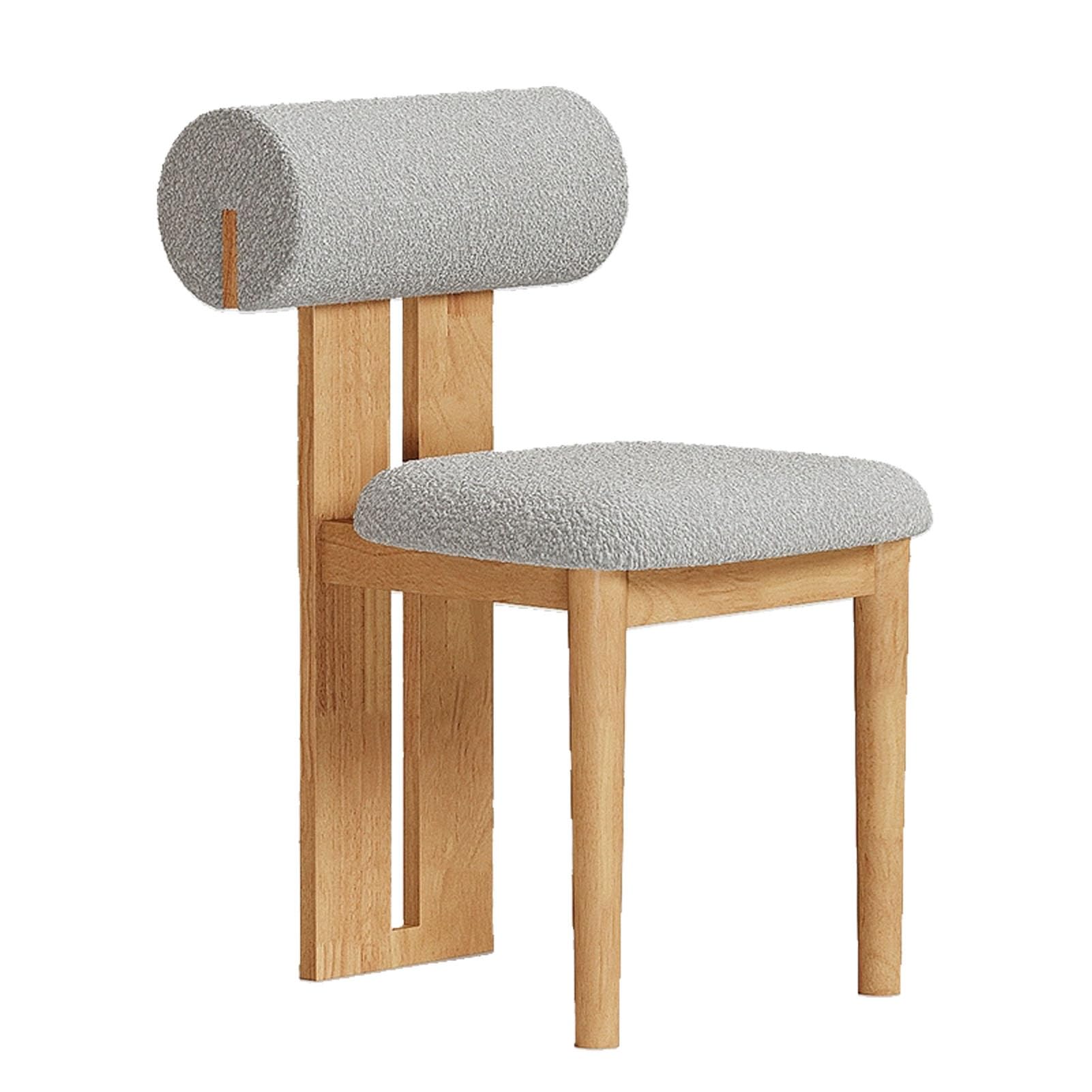 Sillas de comedor modernas sin brazos, sillas laterales acolchadas suaves con respaldo, elegantes patas de madera para cocina, estudio, cafetería, restaurante (natural y gris, 1 unidad)