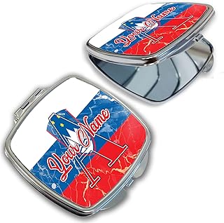 Bleu Reign Compact Personalized Pocket Mirror Custom Name Slovenia Flag Marble Monogram