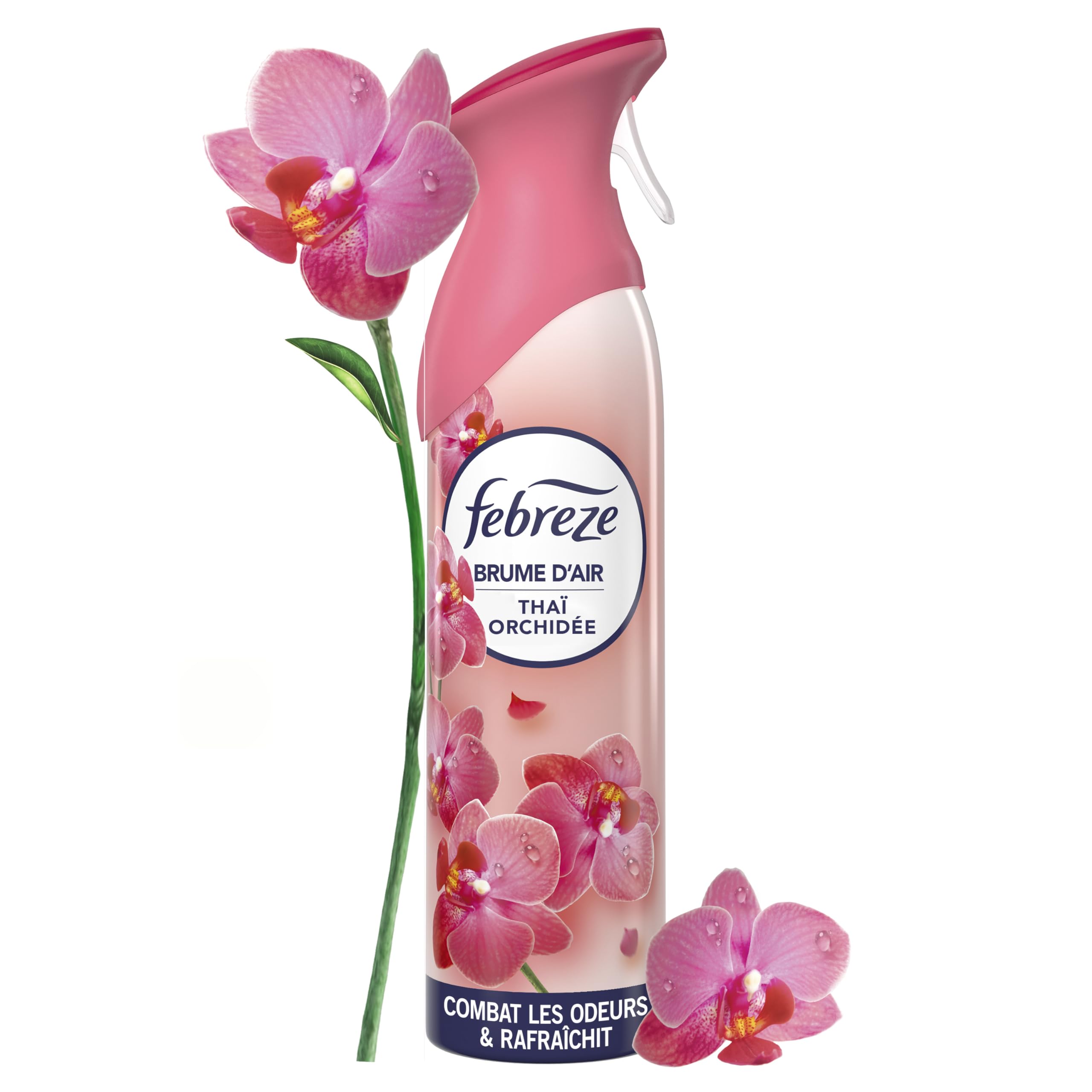 Febreze Spray Désodorisant (185ml x8), Parfum Thaï Orchidée, 2en1, Combat Efficacement Les Odeurs, Laisse Un Parfum Frais