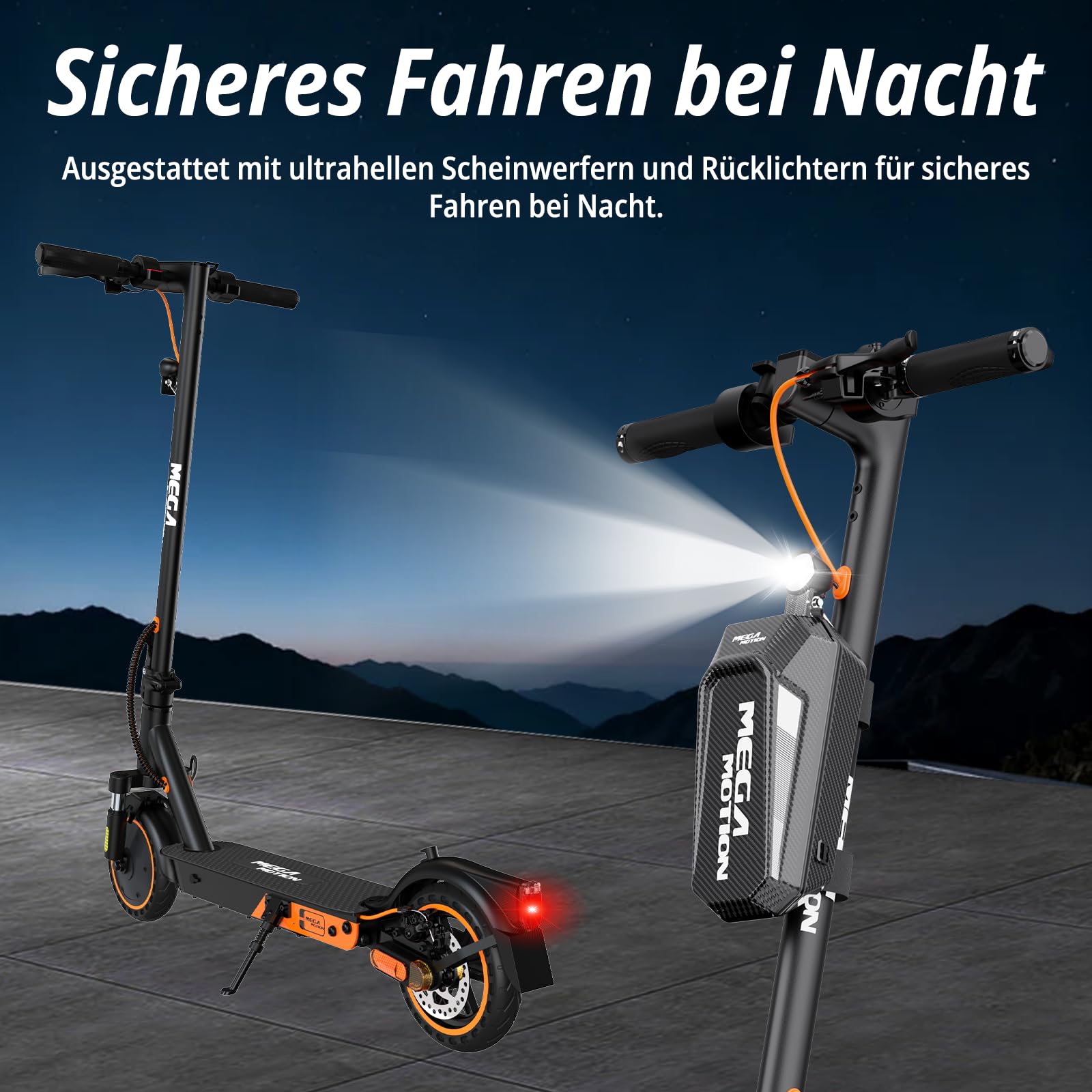 MEGA MOTION Uchwyty 8,5" hulajnoga elektryczna z dopuszczeniem do ruchu drogowego, ABE składana hulajnoga elektryczna