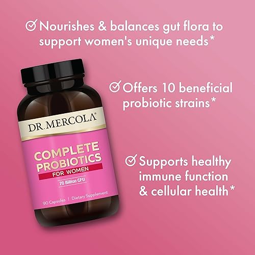 Miniatura 5 de Dr. Mercola Probióticos completos para mujeres, apoya la salud intestinal, vaginal e inmunológica, contiene cepas de Lactobacillus, sin OMG, sin