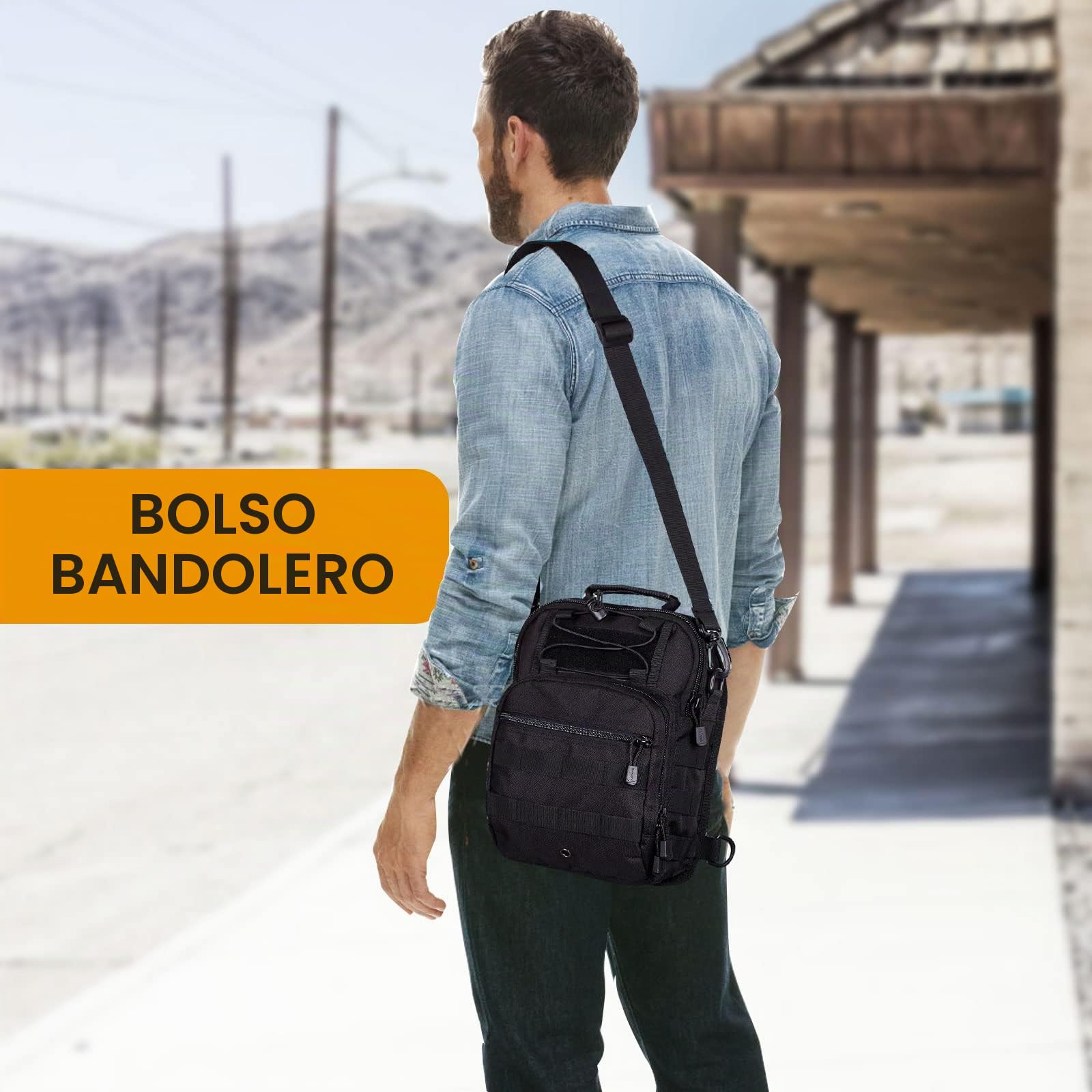 HUNTVP Bandolera Riñonera Hombre Mochila Táctical Militar para Correr Senderismo Ciclismo Camping Caza, Negro/Marrón/Camuflaje