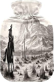 Wajiw Hot Water Bottle with Cover 2L Warm Water Bottle for Hot and Cold Compress Hot and Cold Therapies,Hand Feet Warmer,Western Desert Cowboy