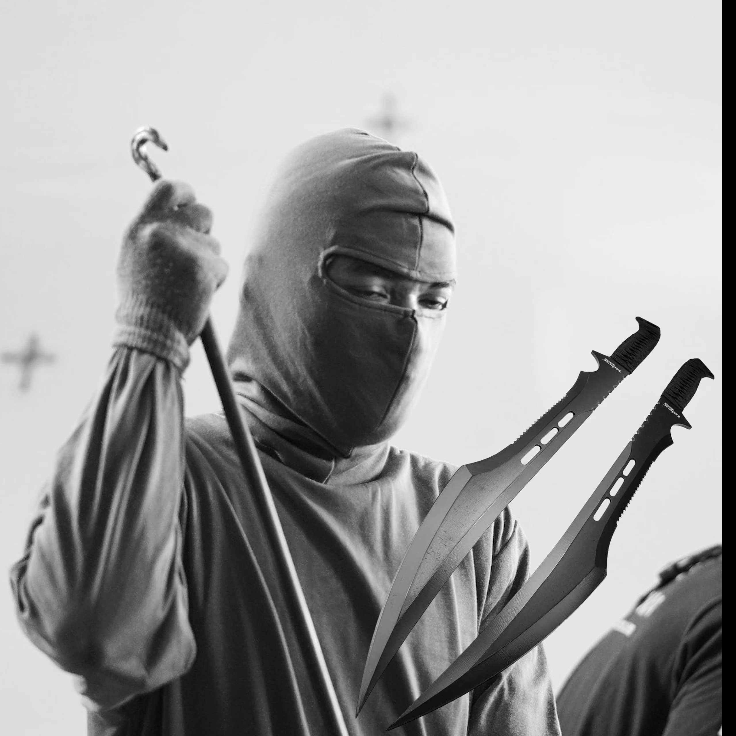 Zwei Macheten scharf echt EIN Satz 2 Katana Ninja Schwert scharf echt zum Training Metall Stahl 2 Schwerter in einem Samurai Nur für Erwachsene 68 cm - 18 Jahre erforderlich 103