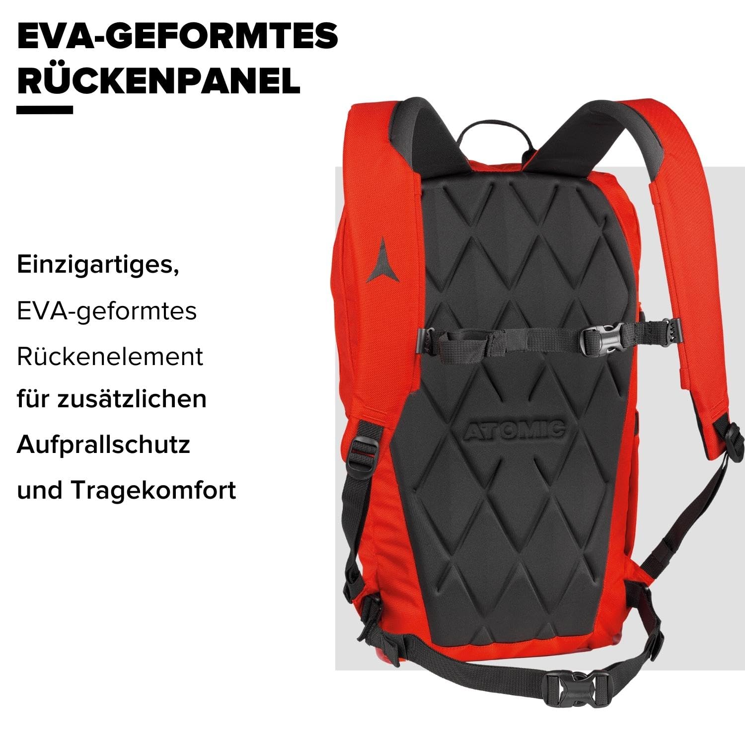 Salomon ATOMIC PISTE PACK - Rot - Tagesrucksack - Mit EVA-Rückenpanel für Tragegefühl & Aufprallschutz - Rucksäcke für das ganze Jahr - Ski-Rucksack im ATOMIC Style