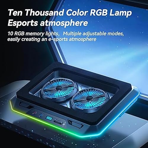 Miniatura 2 de CUIFATI Almohadilla de enfriamiento RGB para laptop, enfriador de laptop para juegos con 2 ventiladores para portátiles de 15.6 a 19 pulgadas,