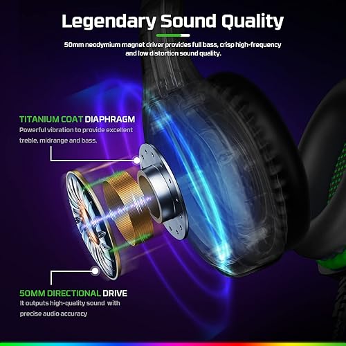Miniatura 2 de FC100 Auriculares para juegos con micrófono para PS4PS5PCNintendo Switch, Xbox One Headset con luz RGB, auriculares para computadora gamer con
