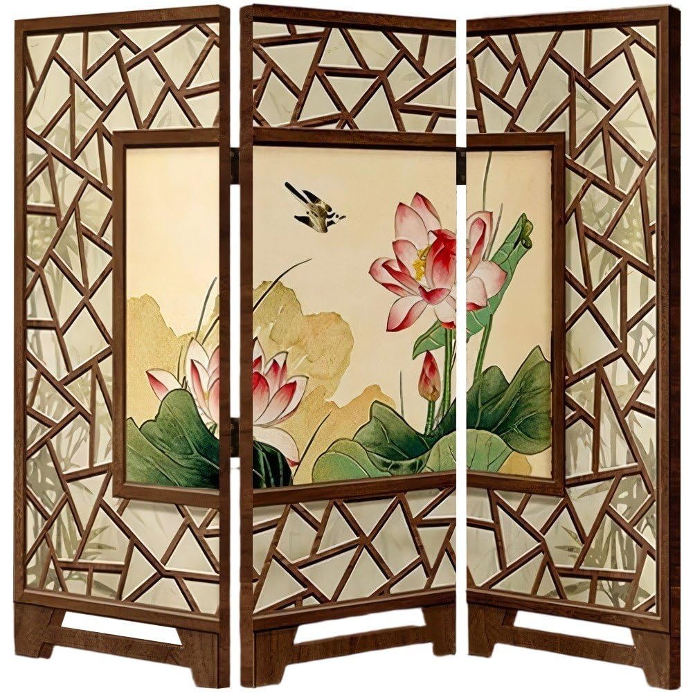 Sslvya Mini Folding Screen, 3 Panel Divider, Chinese Mini Desktop Folding Screen Feng Shui Ornaments Home Decorations