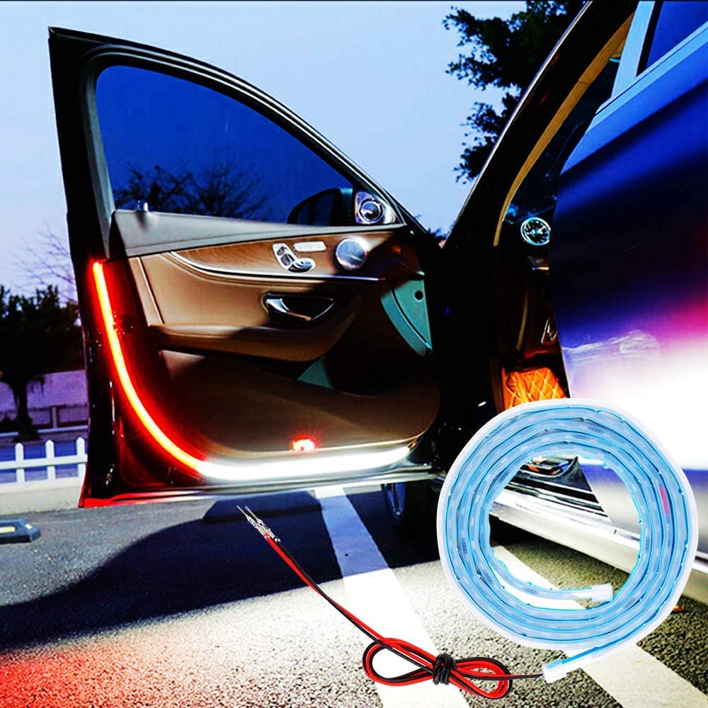 Car Door Warning Lights 47.2 Inches 150 LEDs Flow LED Strip Lights for Car Truck SUV Accessories Interior Door Courtesy Light Warning Anti Rear-end Collision Safety (2PCS)