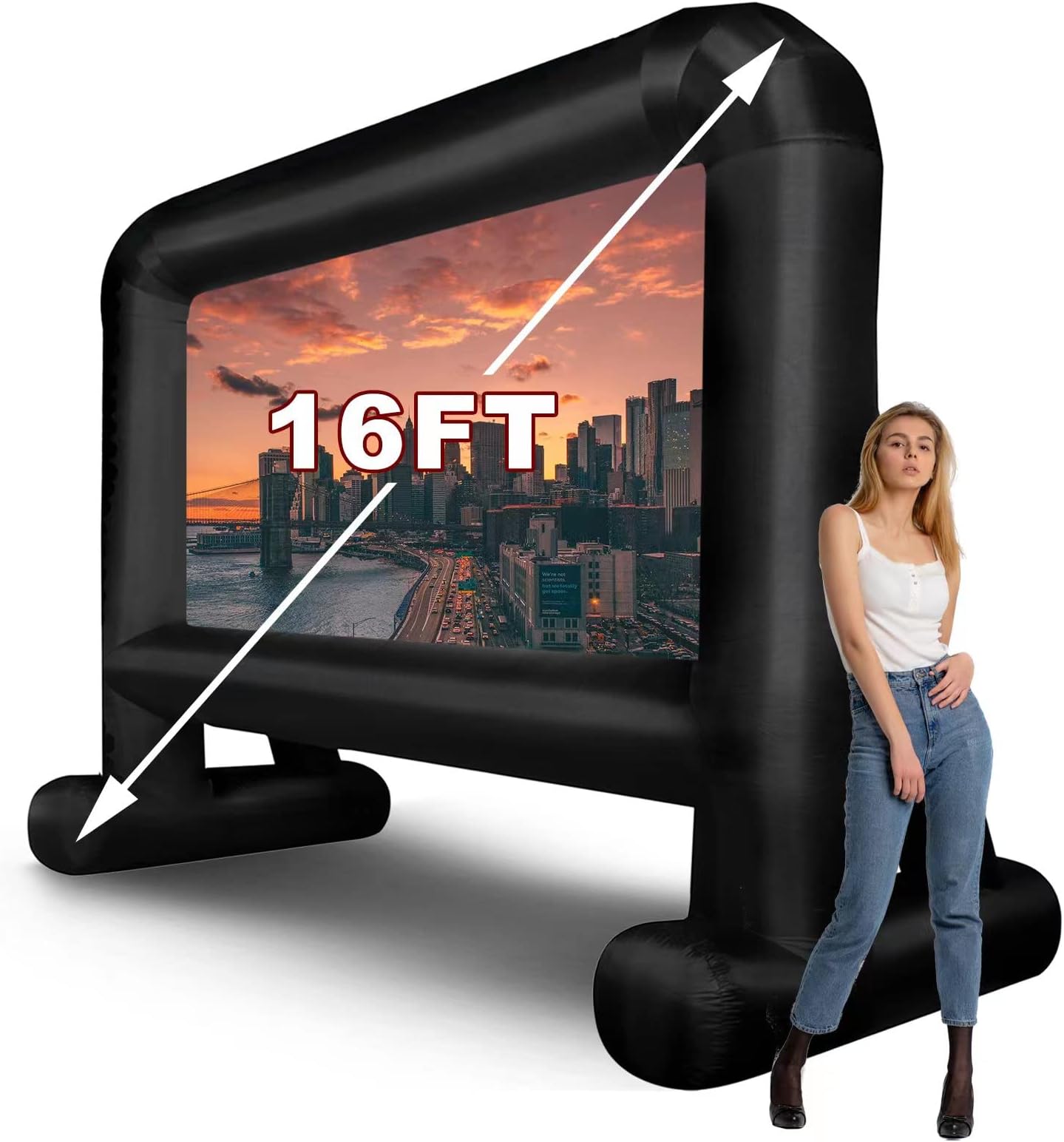 Inflatable Movie Screen (16 Feet) Blow up Mega Projector Screen with Carry Bag for Front Projection