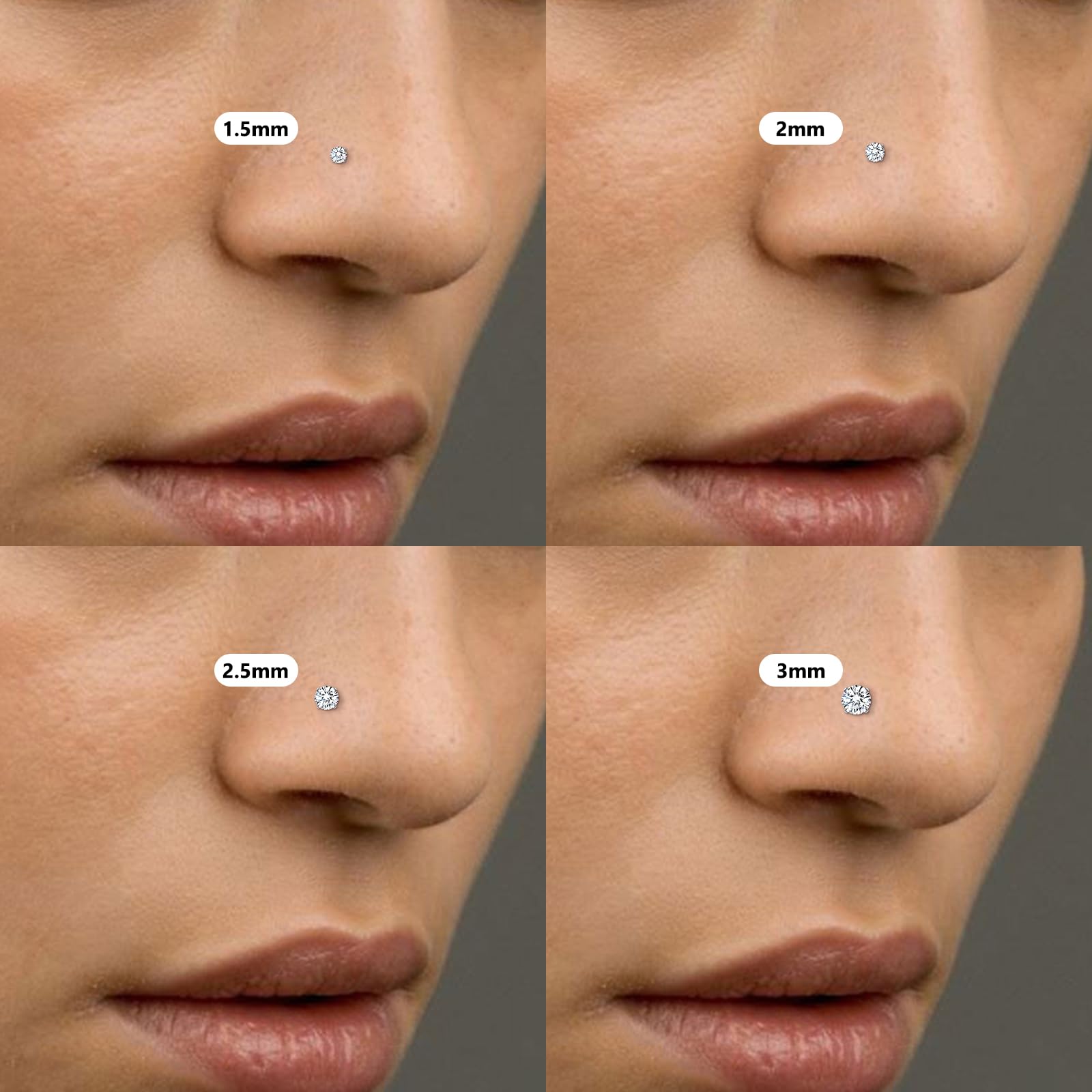 AceFun Piercing nez,8 pièces 20G 22G piercing nez connecteur boulon connecteur nez forme L acier inoxydable diamant petit connecteur nez pour femmes hommes tire-bouchon piercing nez boulon vis