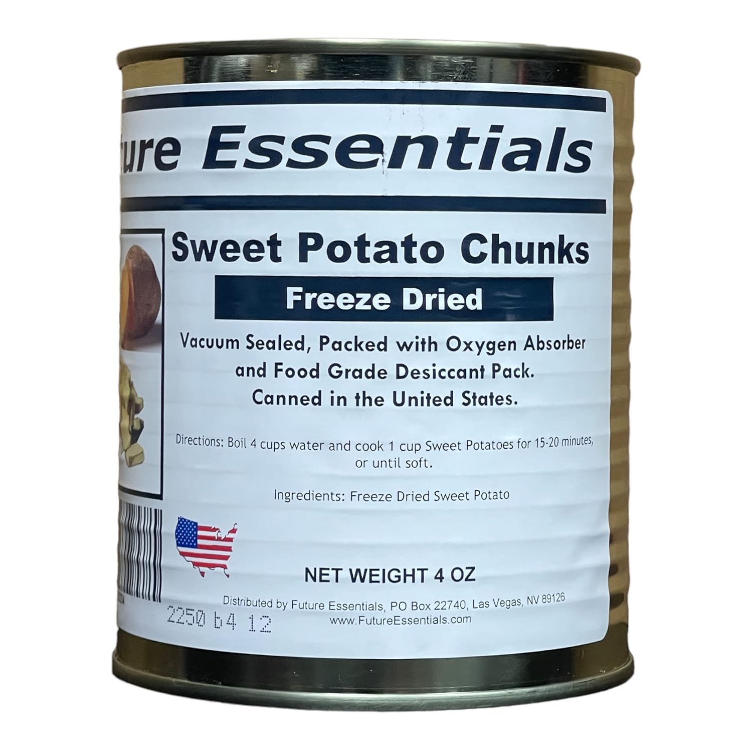 Can of Future Essentials Freeze Dried Sweet Potato Chunks with Skin Long Shelf Life