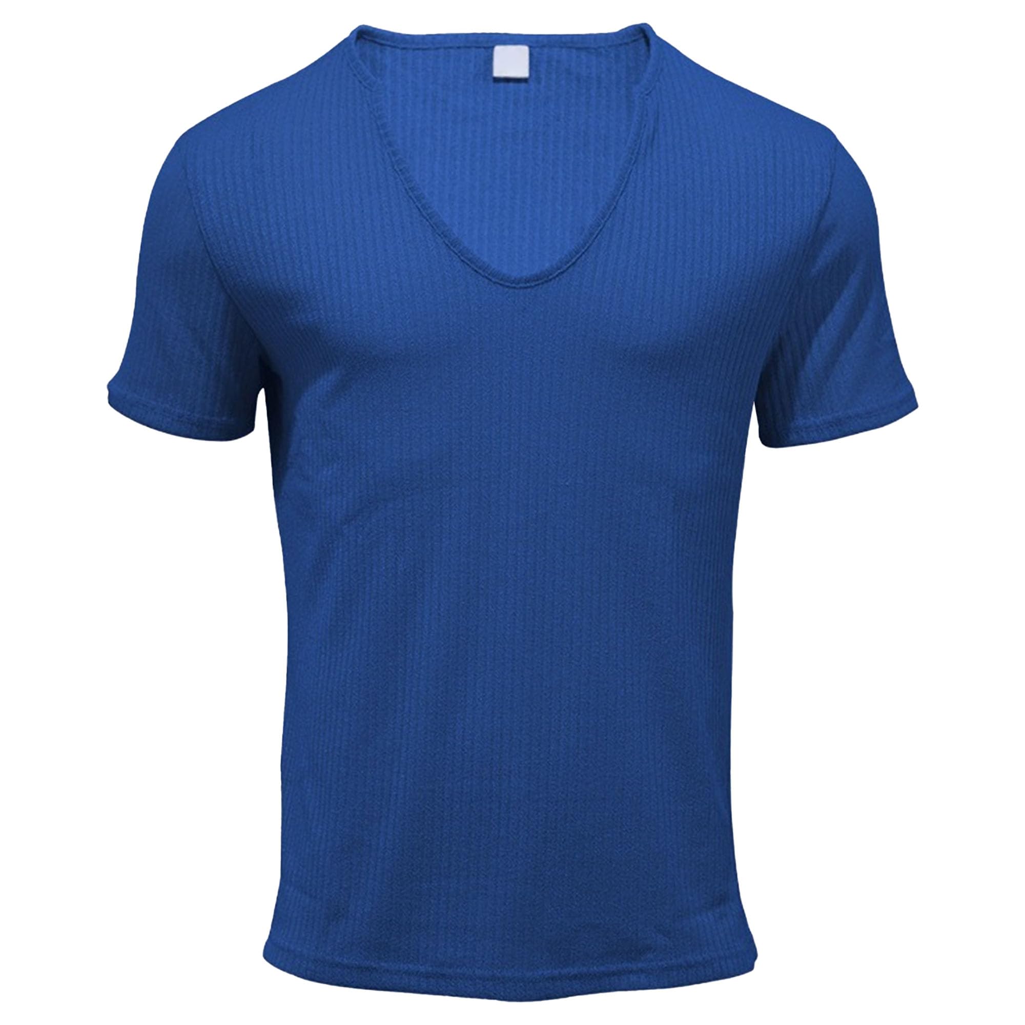 Men Classic Comfy Casual V-Neck T-Shirt Breathable Slim Short Sleeved Shirt Summer Simple Style Sport Tee (Royal Blue,XX-Large)