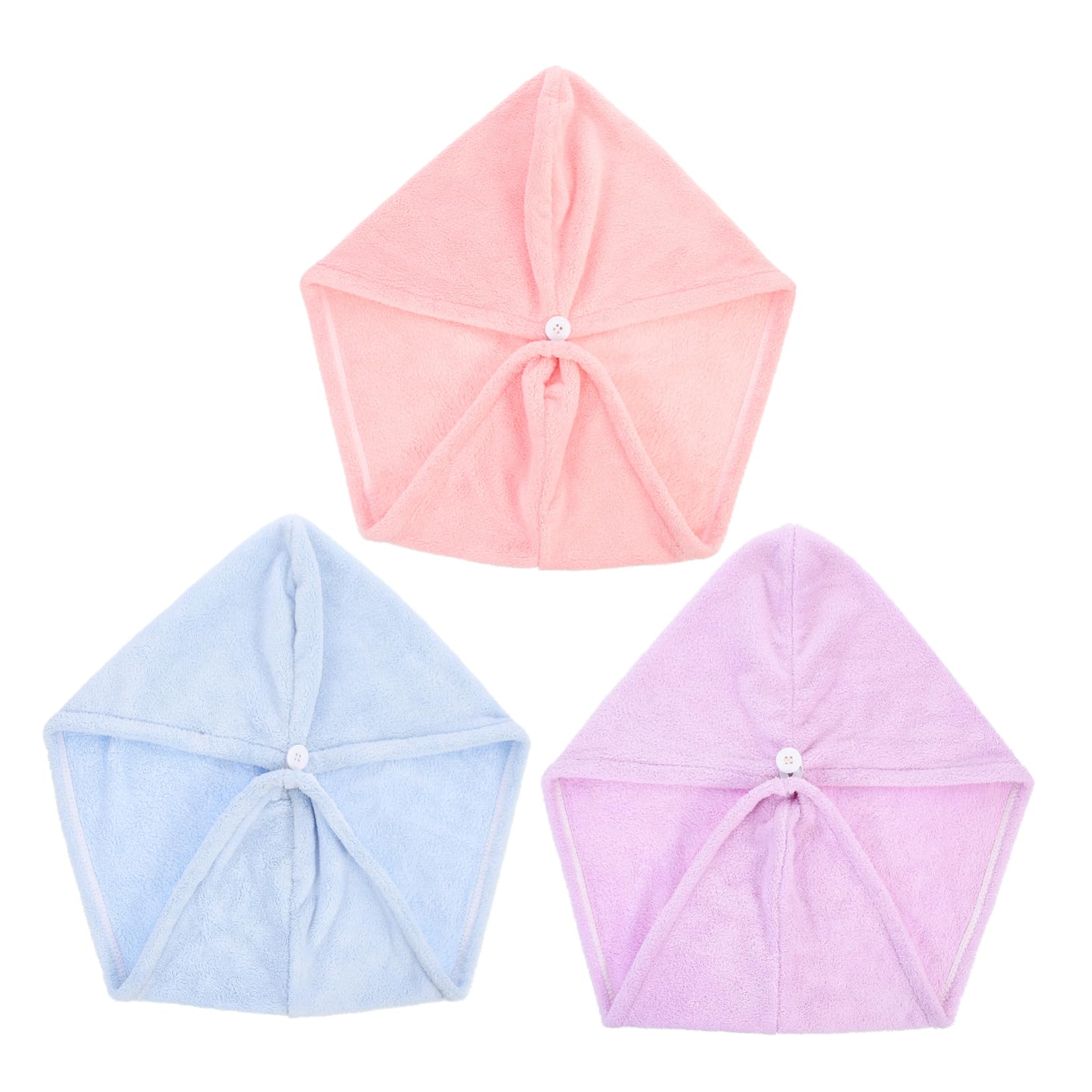 PartyKindom 3pcs Hair Drying Towels Absorbent Coral Fleece Hair Wraps for Women Fast Drying Shower Towels Lightweight Gentle for Home Travel Use