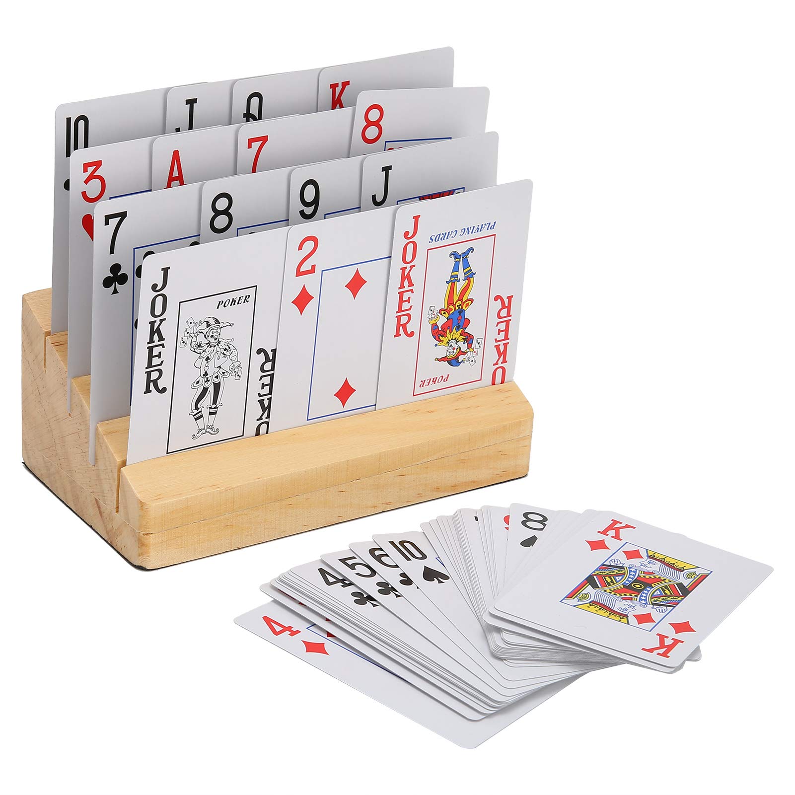 2er-Set Spielkartenhalter Aus Holz – Freihändiges Halten Für Poker, Bridge & Canasta