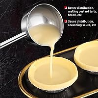 Vista 5 de Cucharón de sopa pequeño SUS304 de acero inoxidable con boquilla para verter 2 onzas, cucharones de salsa de mango largo, resistentes al calor