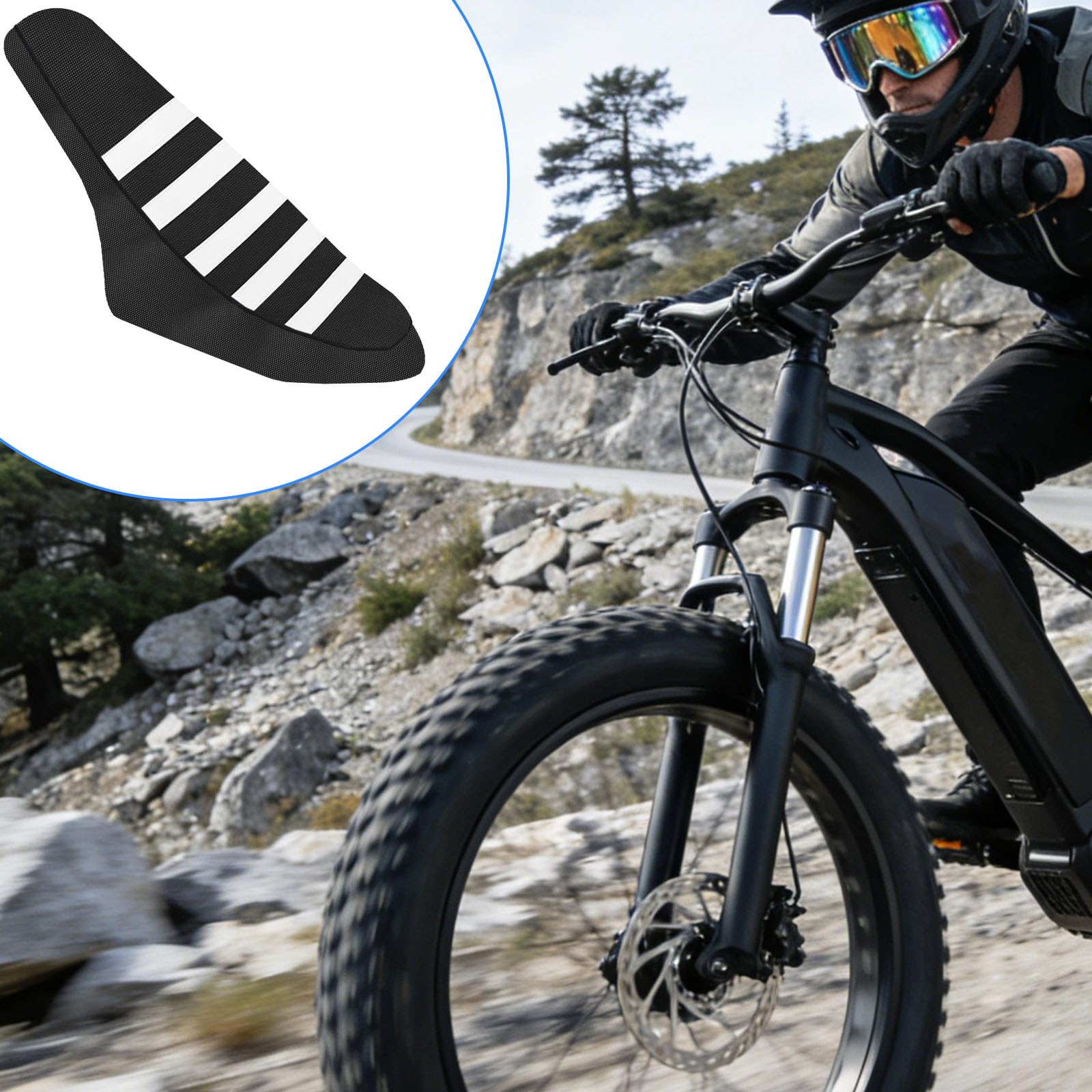 Housse de Selle Vélo Électrique Compatible avec Ridstar Q20/Q20 Pro Lite, Housse de Selle Remplacement Antidérapante et Douce Coussin pour Vélo Électrique Protection Imperméable (Noir et Blanc)