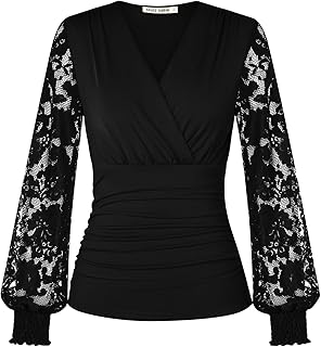 GRACE KARIN Womenâ€™s Long Sleeve Tops Elegant Wrap V-N