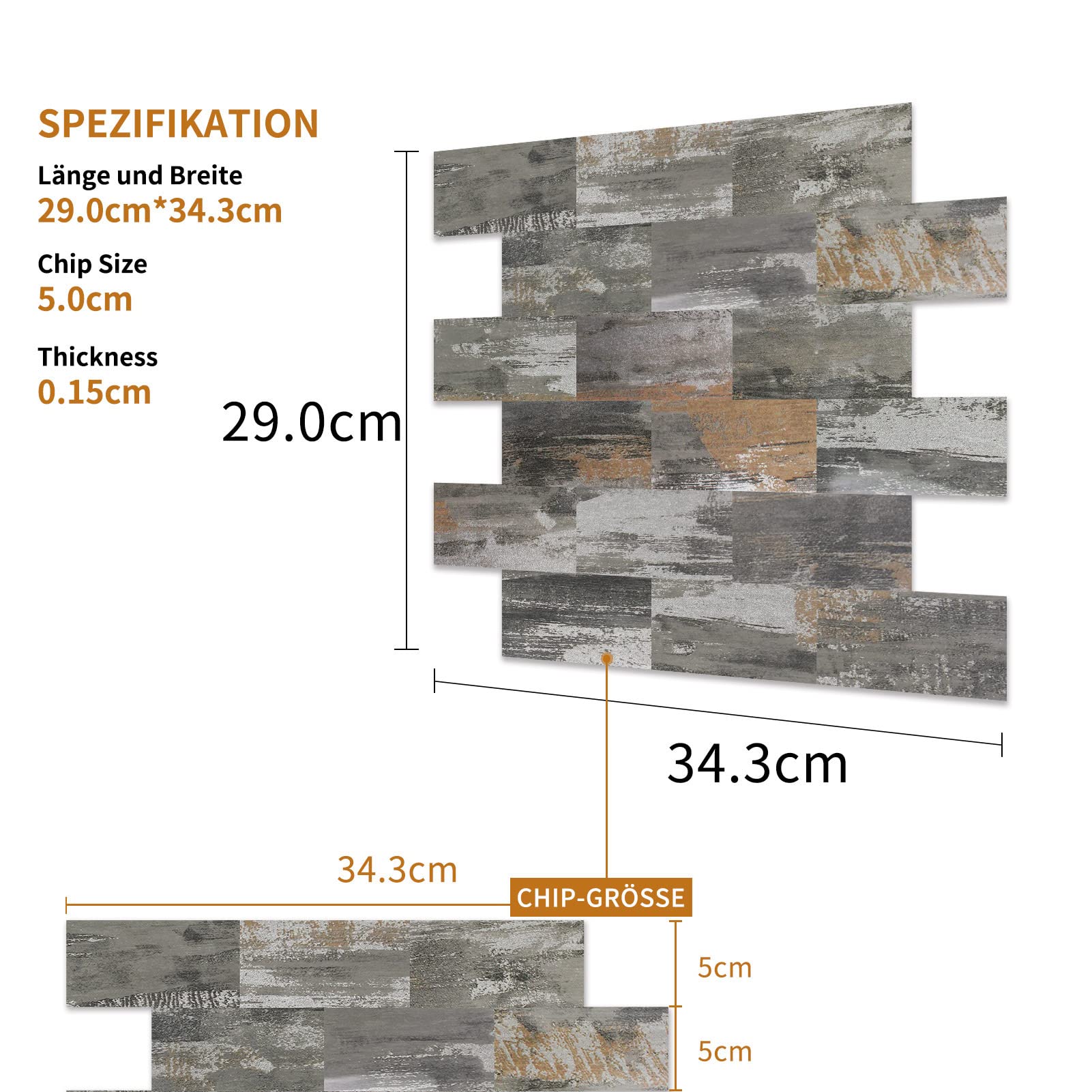 TANYEAR Tegelstickers, keukenachterwand, tegels, plaktegels voor badkamer, keuken, vinyl wandpanelen, pvc, zelfklevende tegels, 34 x 29 cm (kleur E
