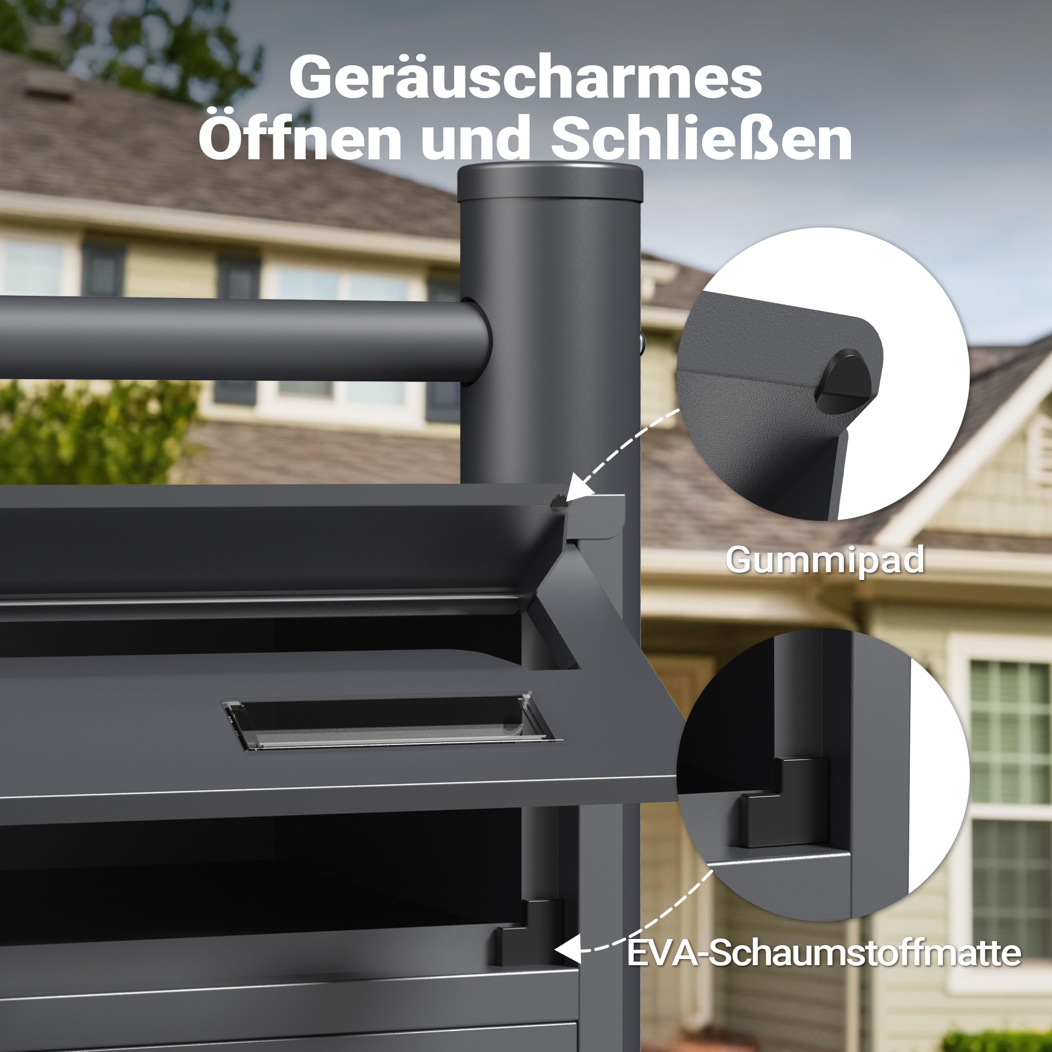 Wiltec 3er Briefkastenanlage Anthrazit 556 x 270 x 1200 mm, Standbriefkasten mit 3 Fächern, Schlüssel und Namensschild, Briefkasten Postkasten mit Ständer