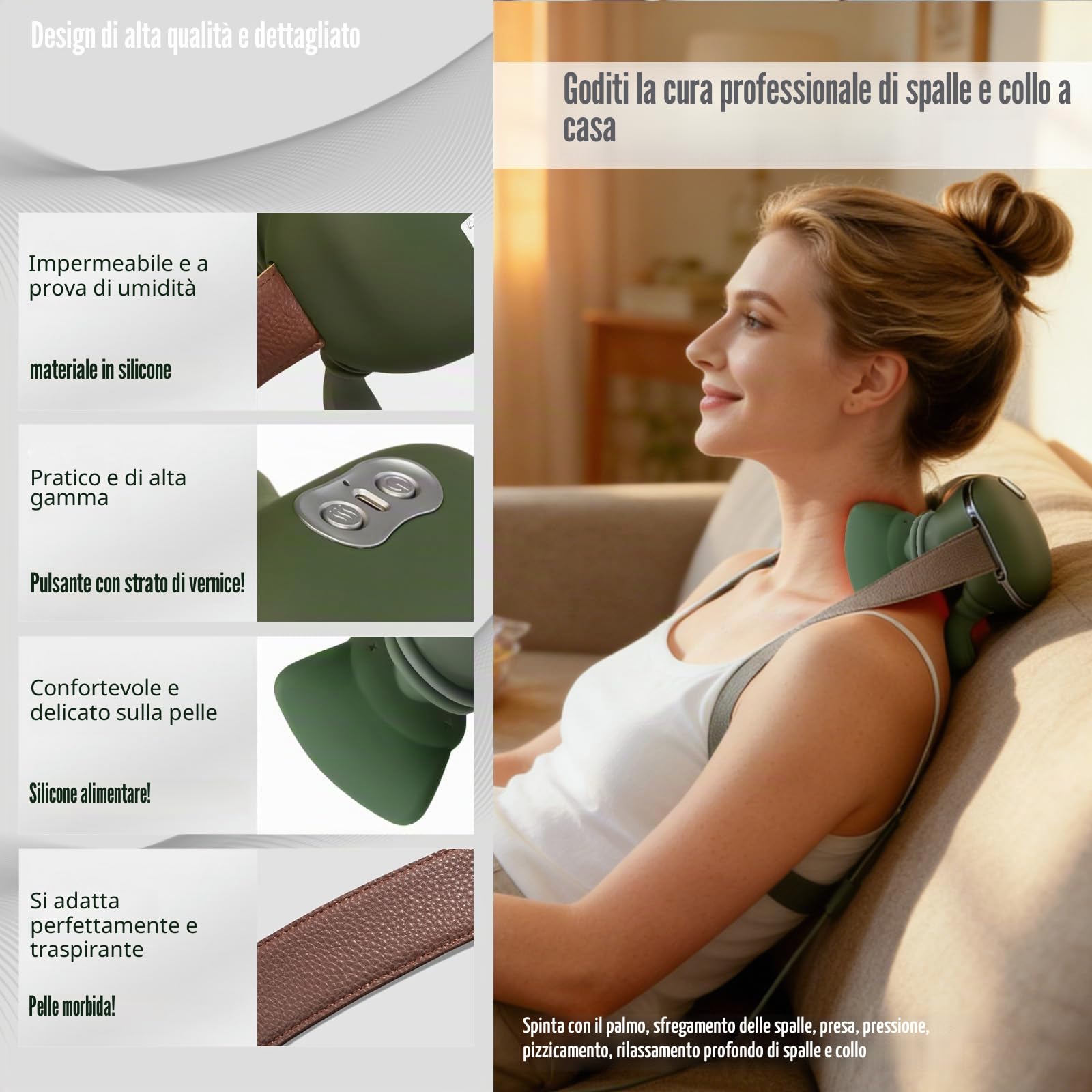 Massaggiatore Cervicale, Massaggiatore Collo Portatile Per Collo E Schiena, Massaggio Elettrico Per Tessuti Profondi 4D, Design Simulato Della Mano Umana Per Alleviare