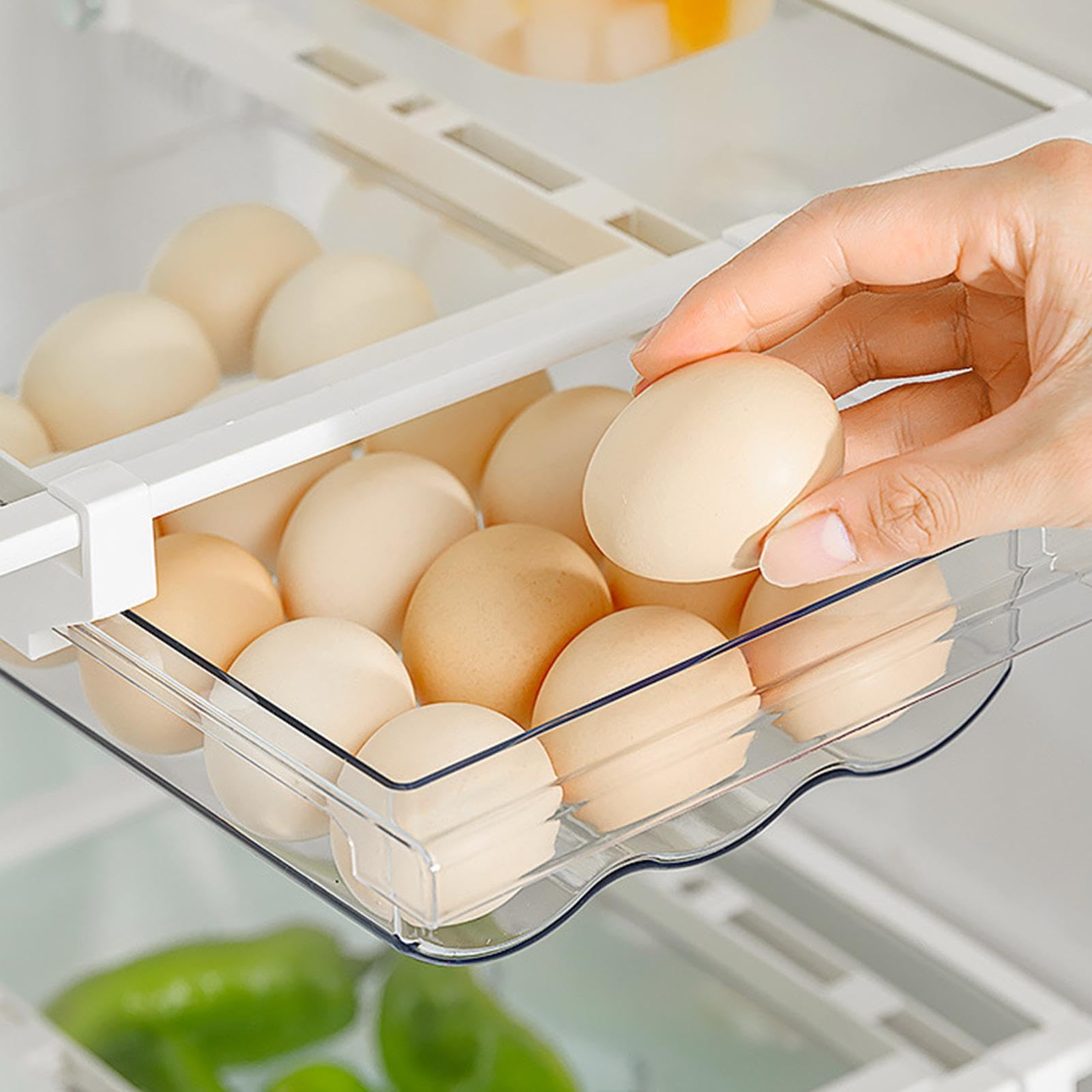 MRKU Caja organizadora de Cesta para Nevera de Cocina, cajón extraíble para Huevos, Nevera, contenedor Organizador