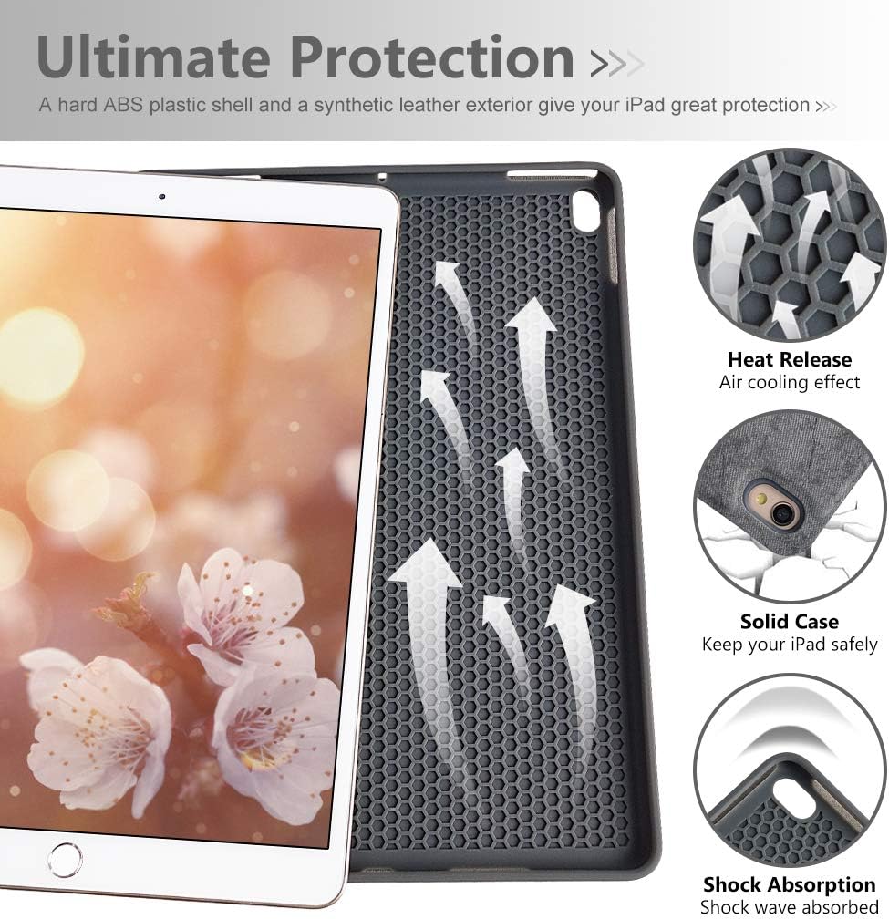 iPad Pro 10.5 Keyboard Case for iPad Air 3 10.5" 2019 (3rd Gen)/iPad Pro 10.5" 2017- Detachable Wireless Bluetooth Keyboard, Magnetic Smart Cover with Built-in Pencil Holder (Gray)